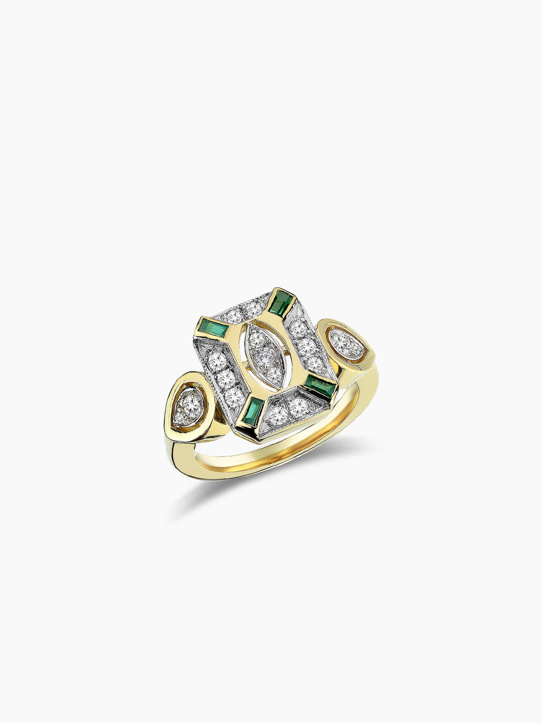 MELIS GORAL Focus Rectangle Tsavorite Diamond Ring