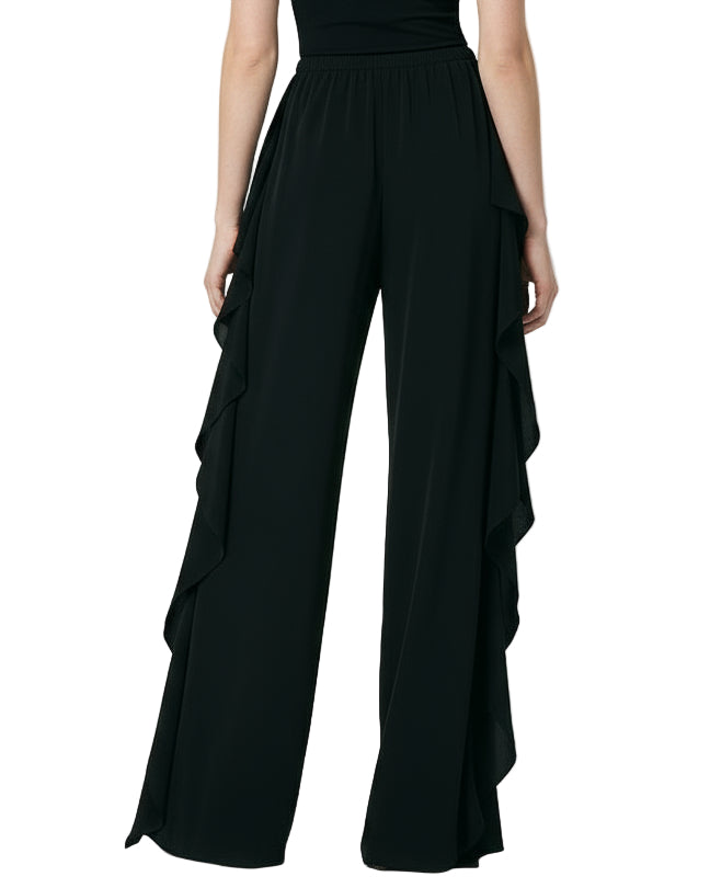FETICO Lace Paneled Ruffle Trousers