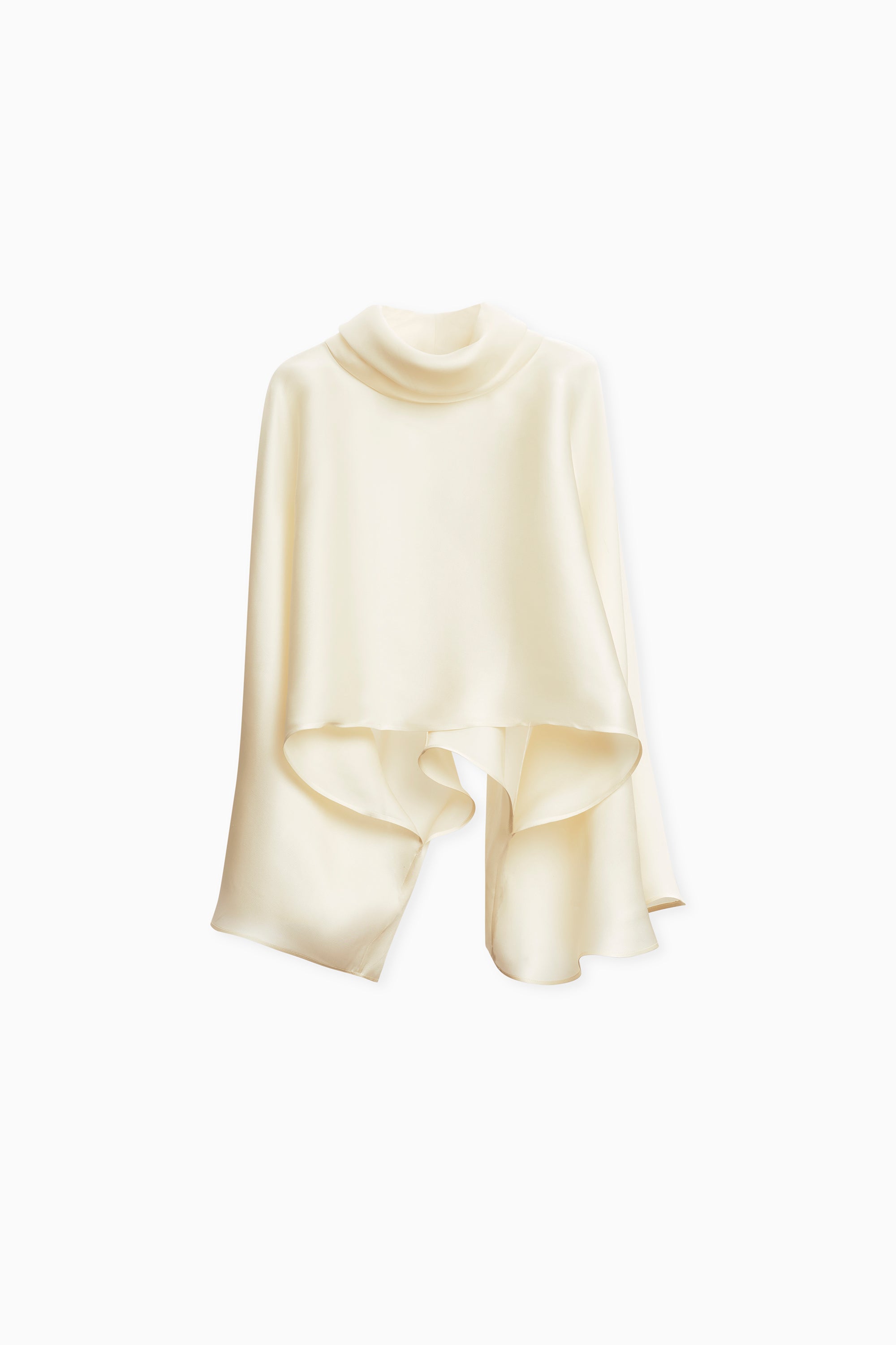 GIA STUDIOS Cream Satin Organza Turtleneck Cape
