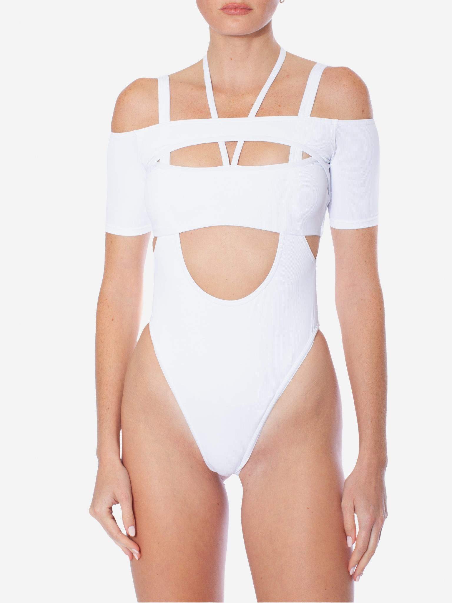 ANDREADAMO Swimsuit With Crop T-shirt and Strappy Details