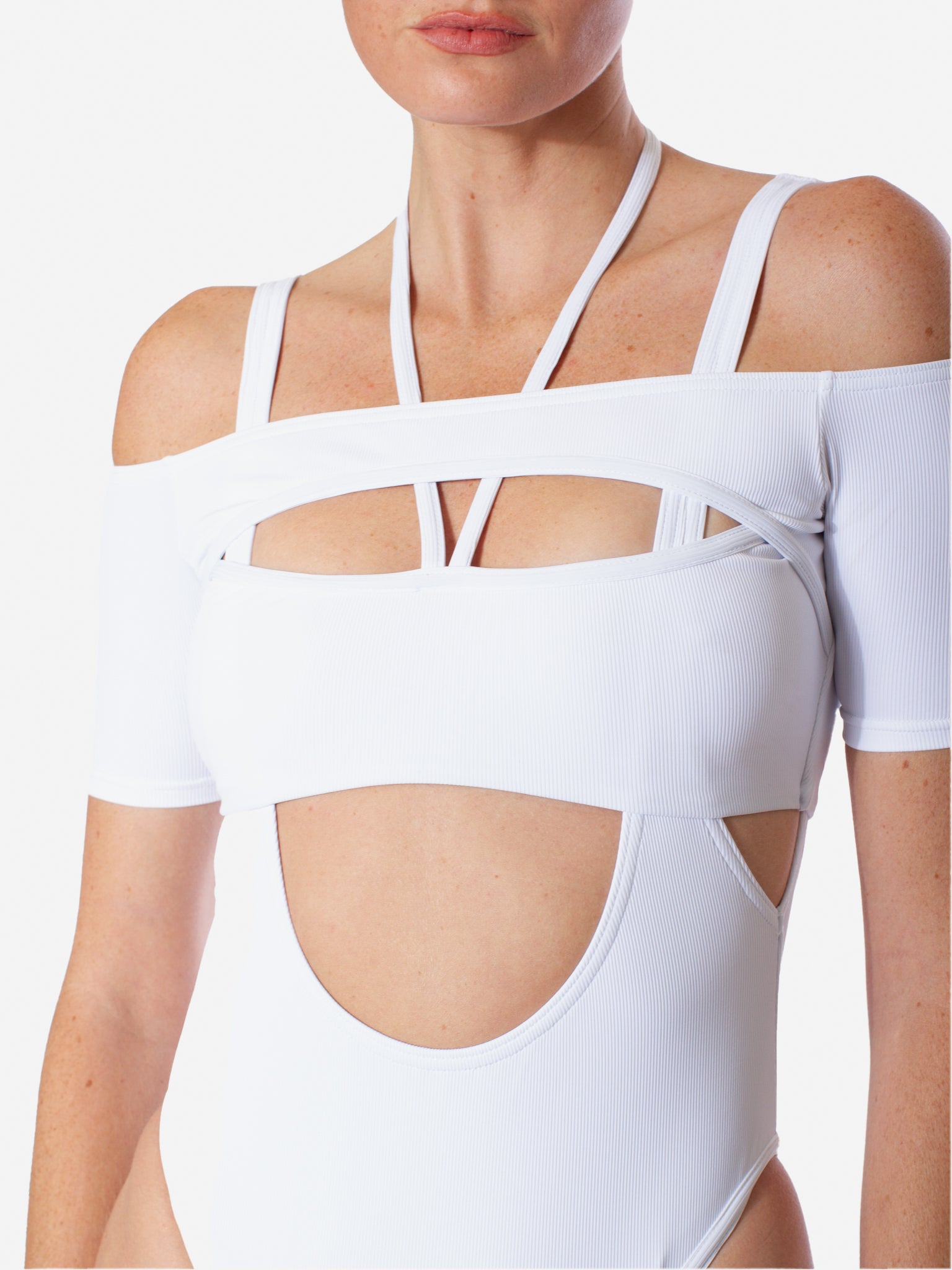 ANDREADAMO Swimsuit With Crop T-shirt and Strappy Details