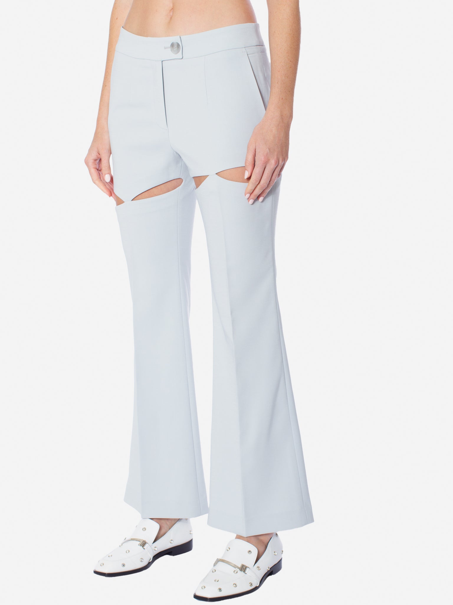 STUDIO J KOO Cut-Out Detailed Flared Trousers