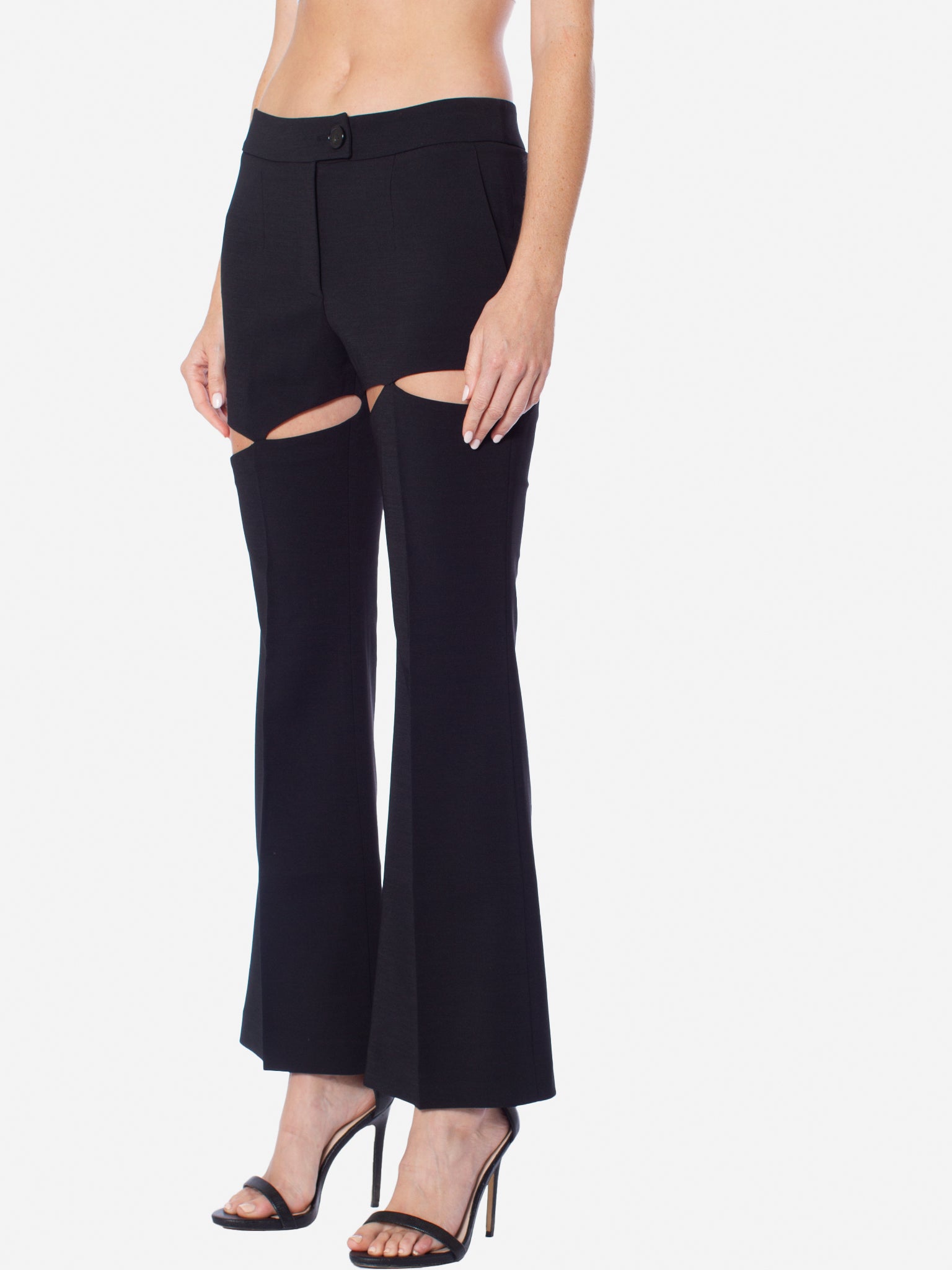 STUDIO J KOO Cut-Out Detailed Flared Trousers