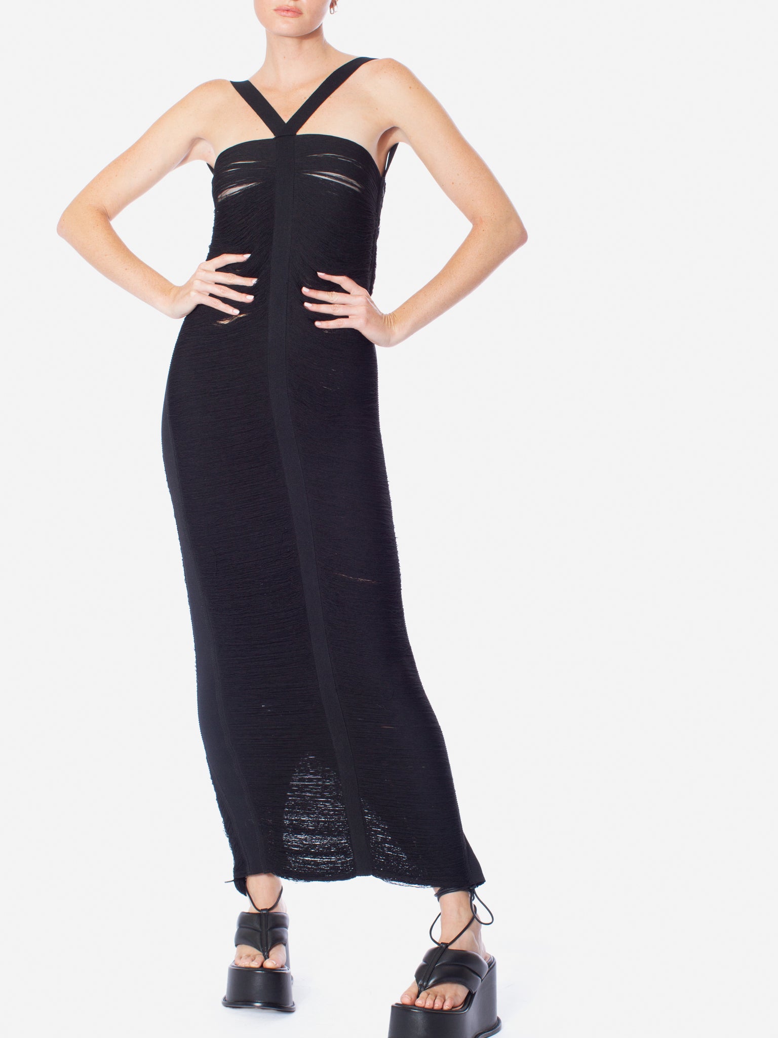 ANDREADAMO Floating Ribs Long Dress with Lacing