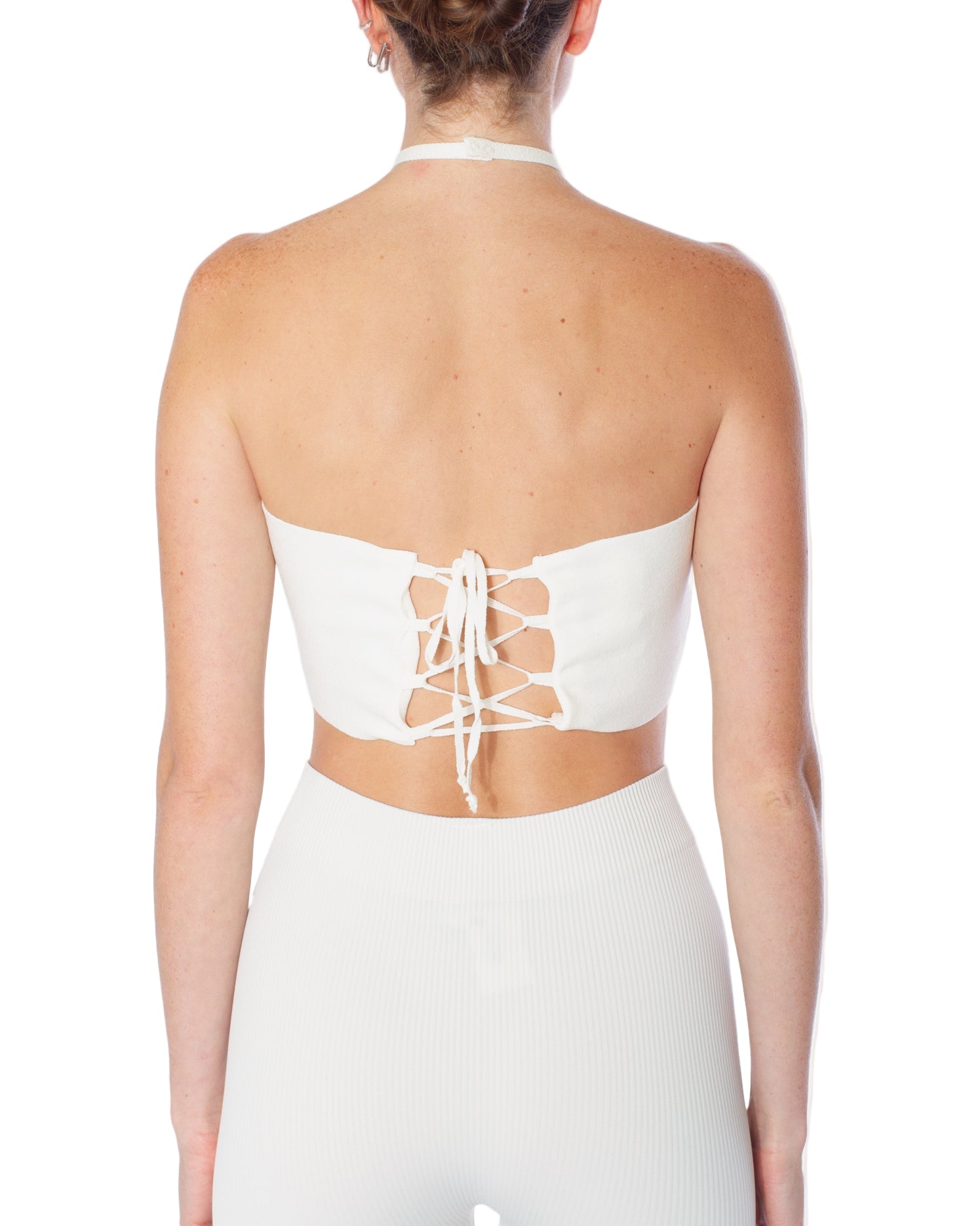 ANDREADAMO Stretch Knit Halter Neck Mini Top