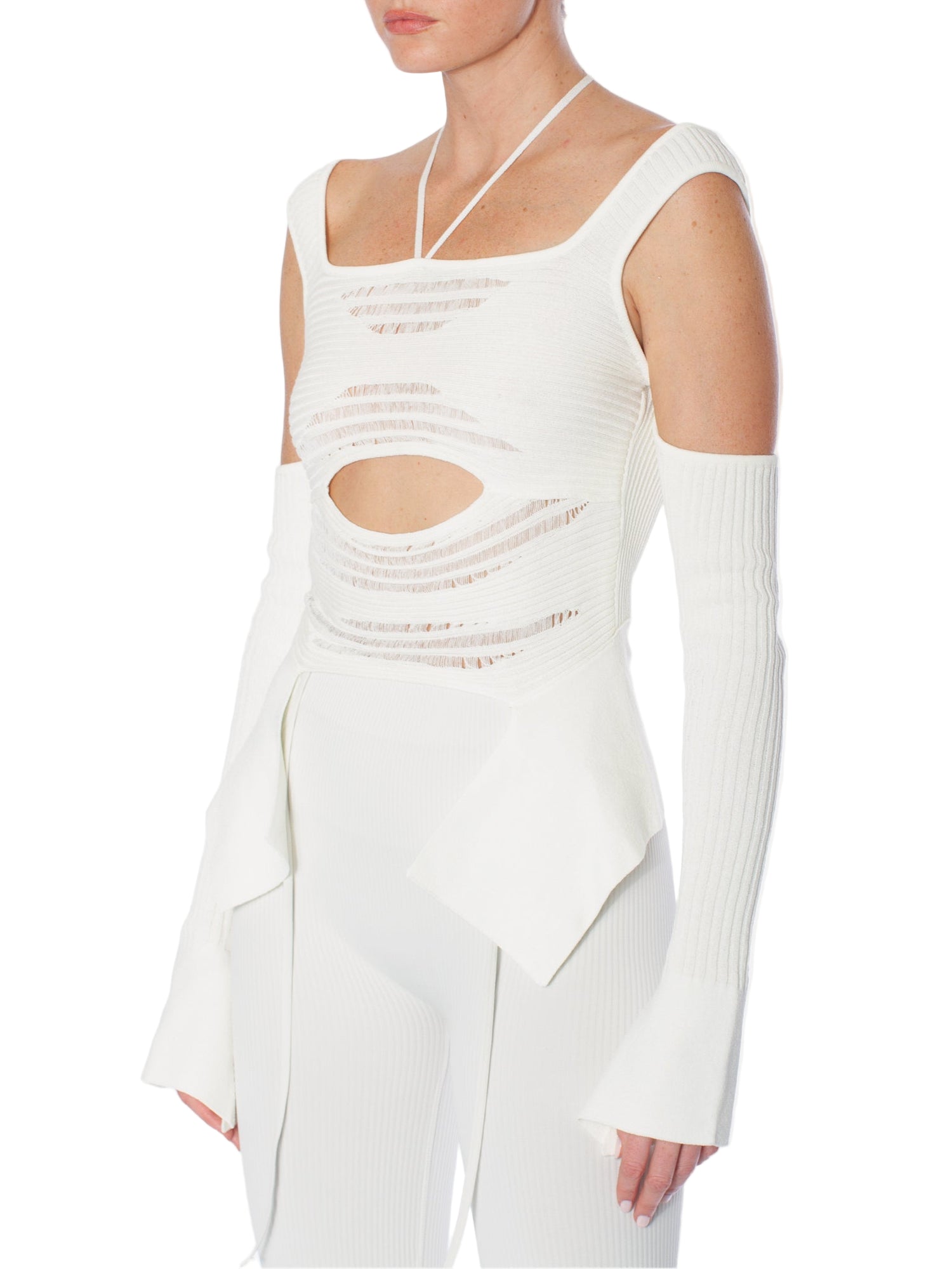 ANDREADAMO Ribbed Knit Top With Floating Details