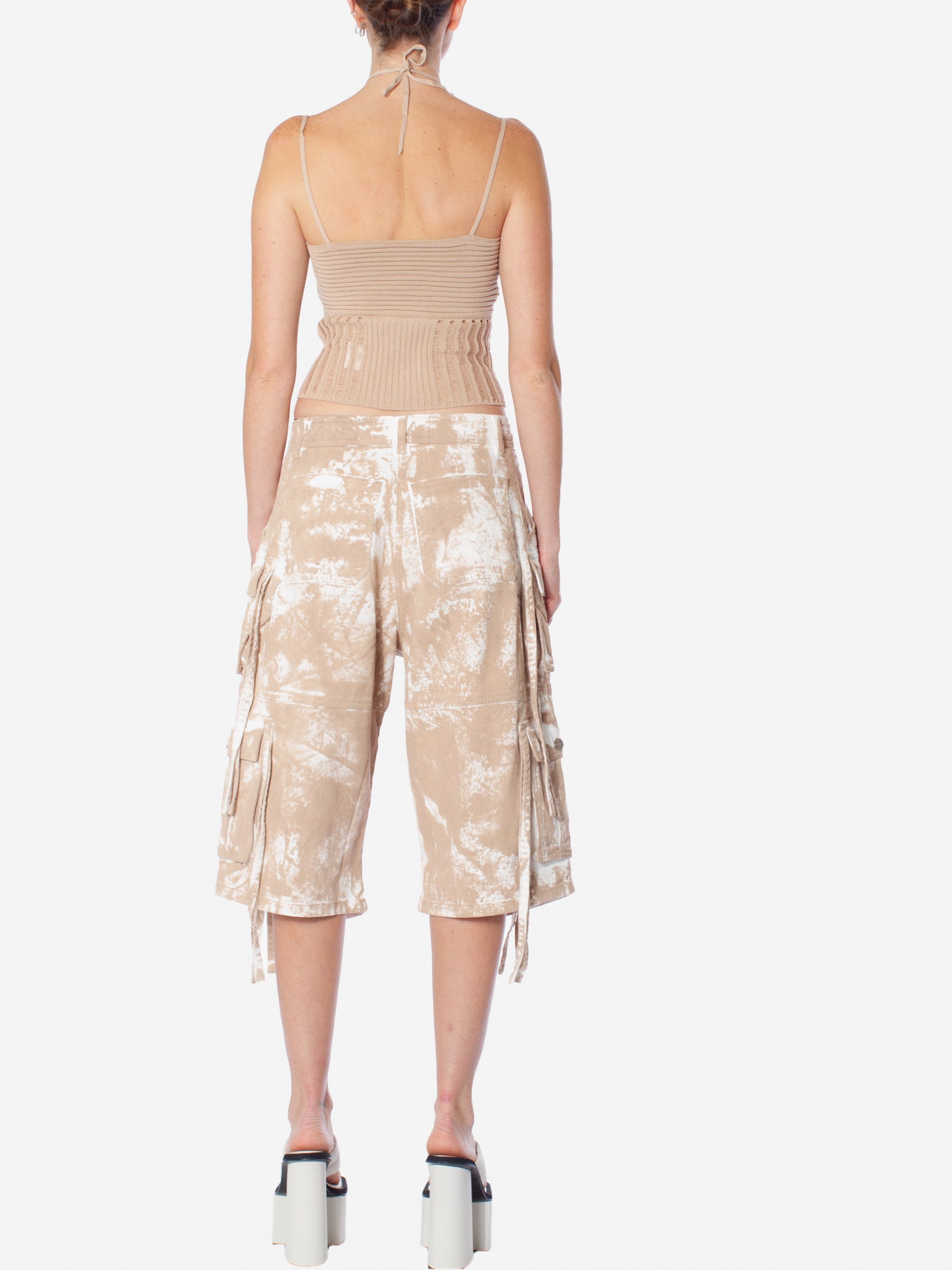 ANDREADAMO Washed Nude Drill Short Cargo Pants