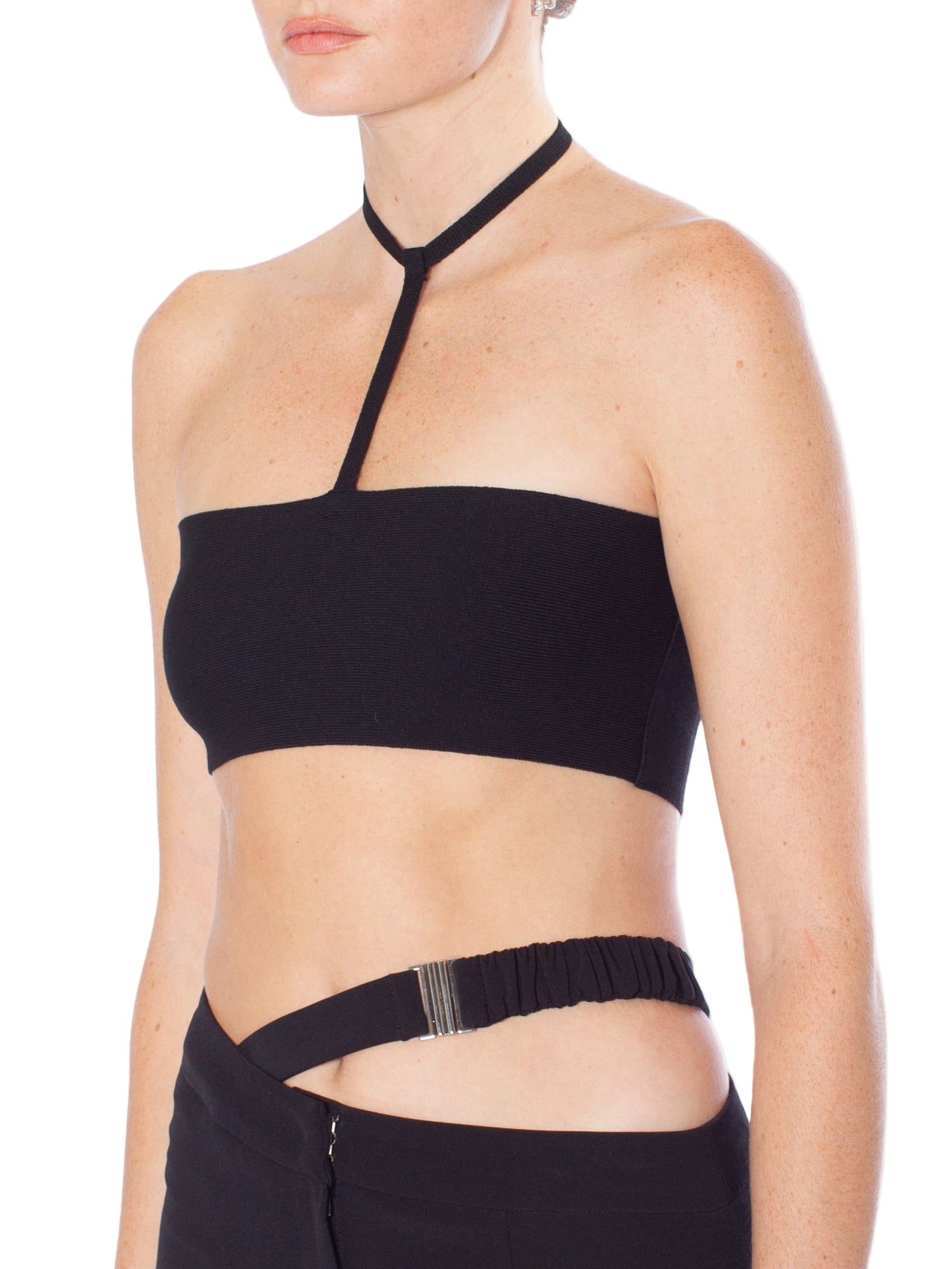 ANDREADAMO Stretch Knit Halter Neck Mini Top