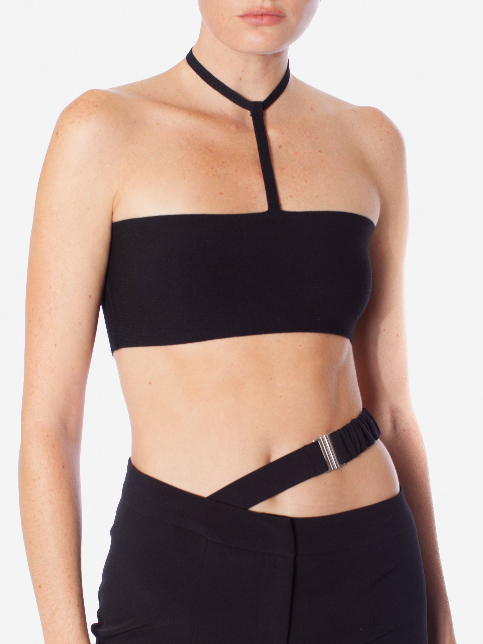 ANDREADAMO Stretch Knit Halter Neck Mini Top