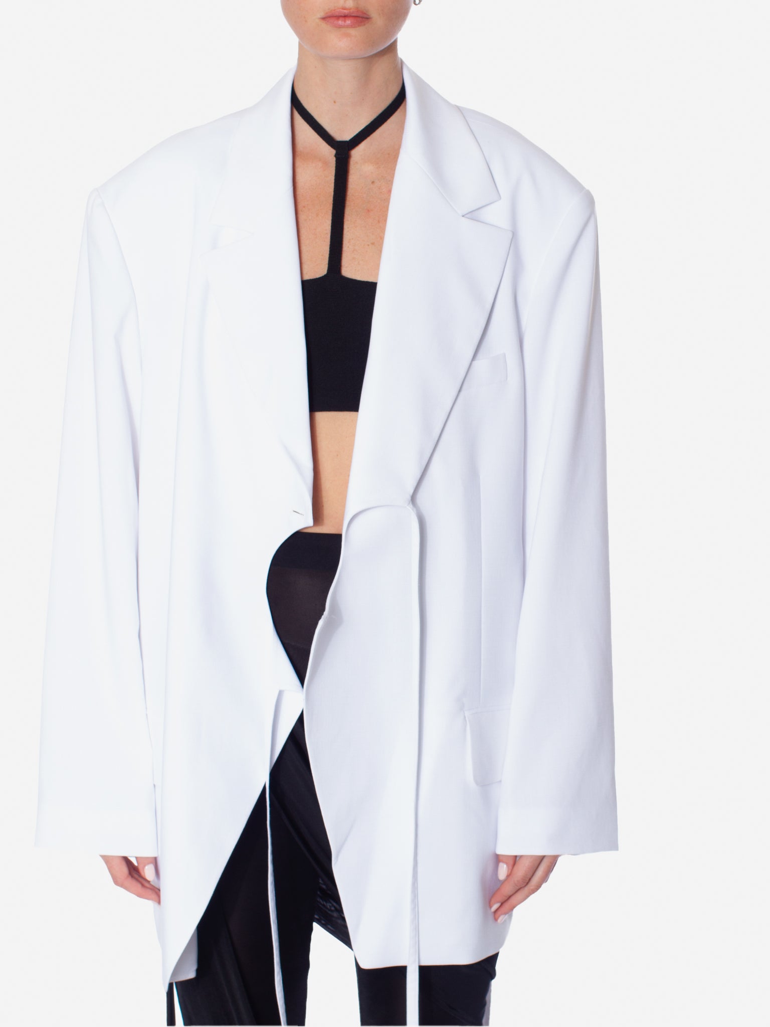 STUDIO J KOO Cross Detailed Wrap Jacket