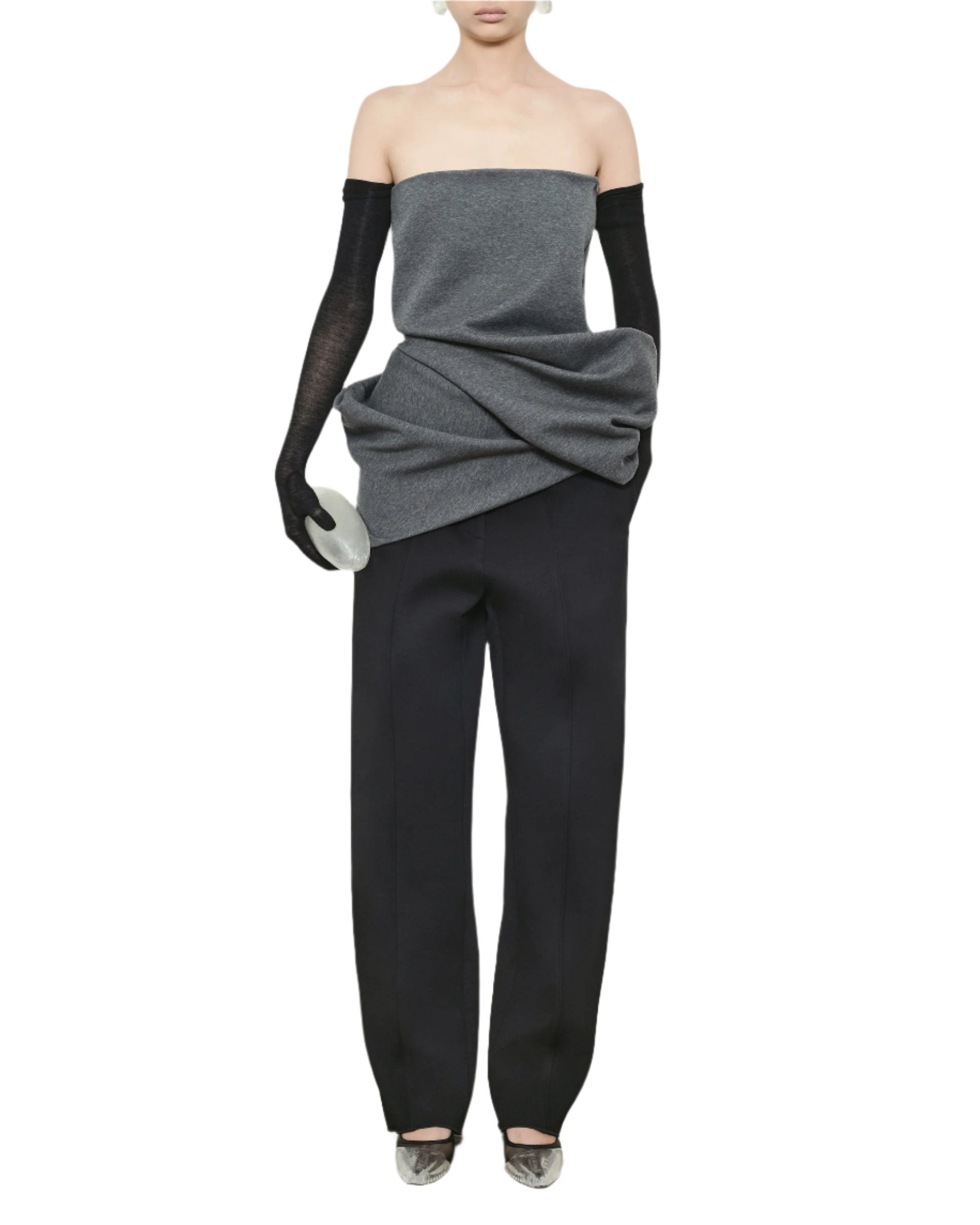 GIA STUDIOS Grey Strapless Asymmetric Top
