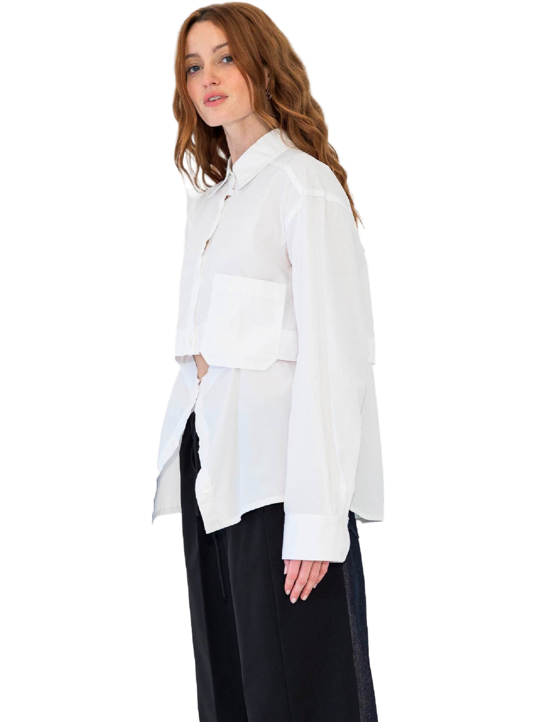 AOTC Basic Cropped Button Down Shirt