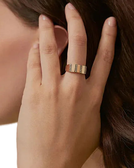 CHARMS COMPANY Geometric Ring Medium with Diamonds