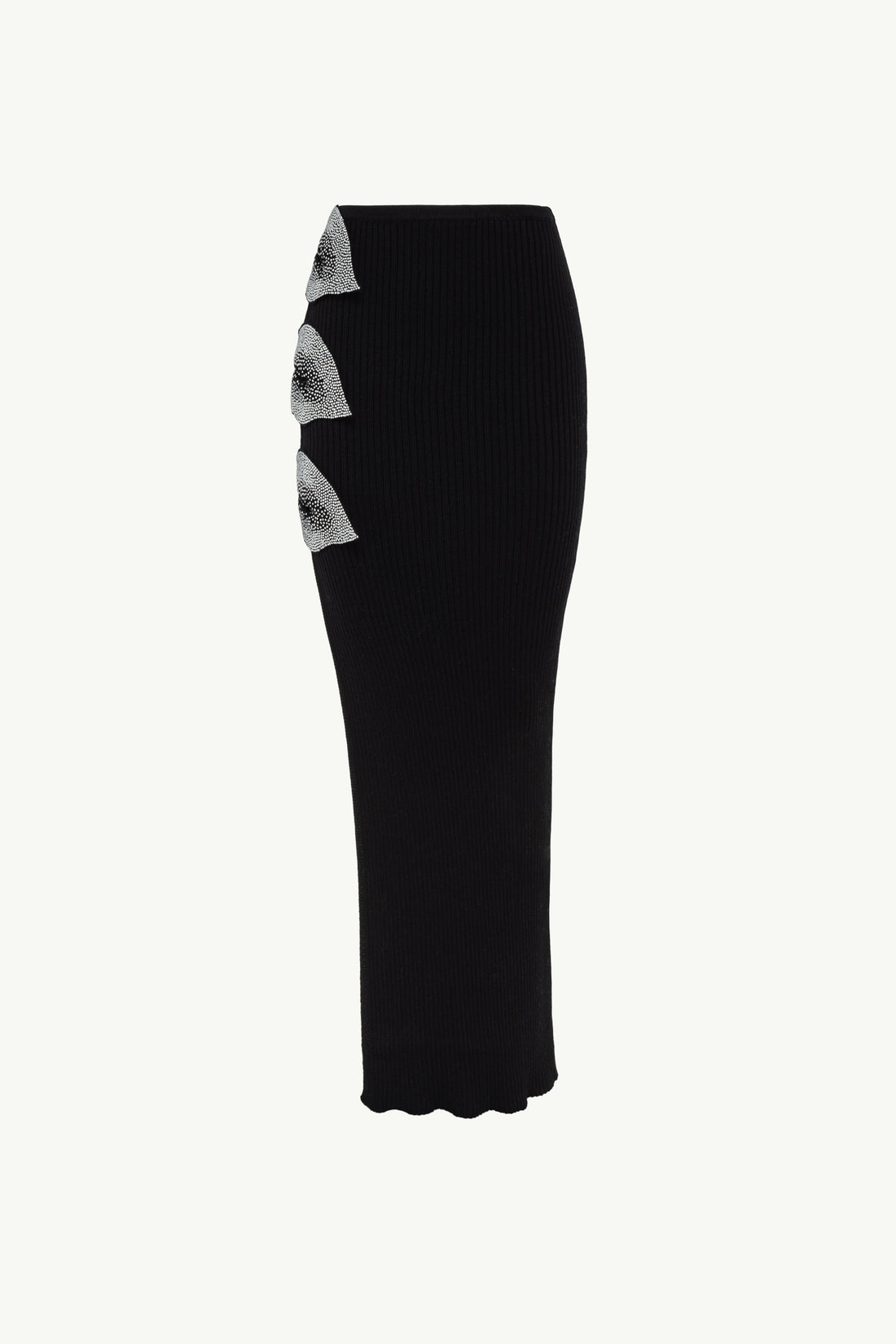 GIUSEPPE DI MORABITO Cotton Knit Long Skirt with Floral Details