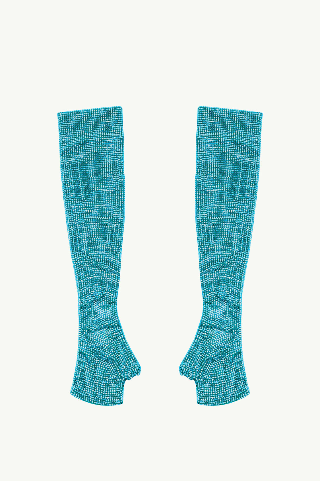 GIUSEPPE DI MORABITO Long Rhinestone-Covered Gloves in Blue