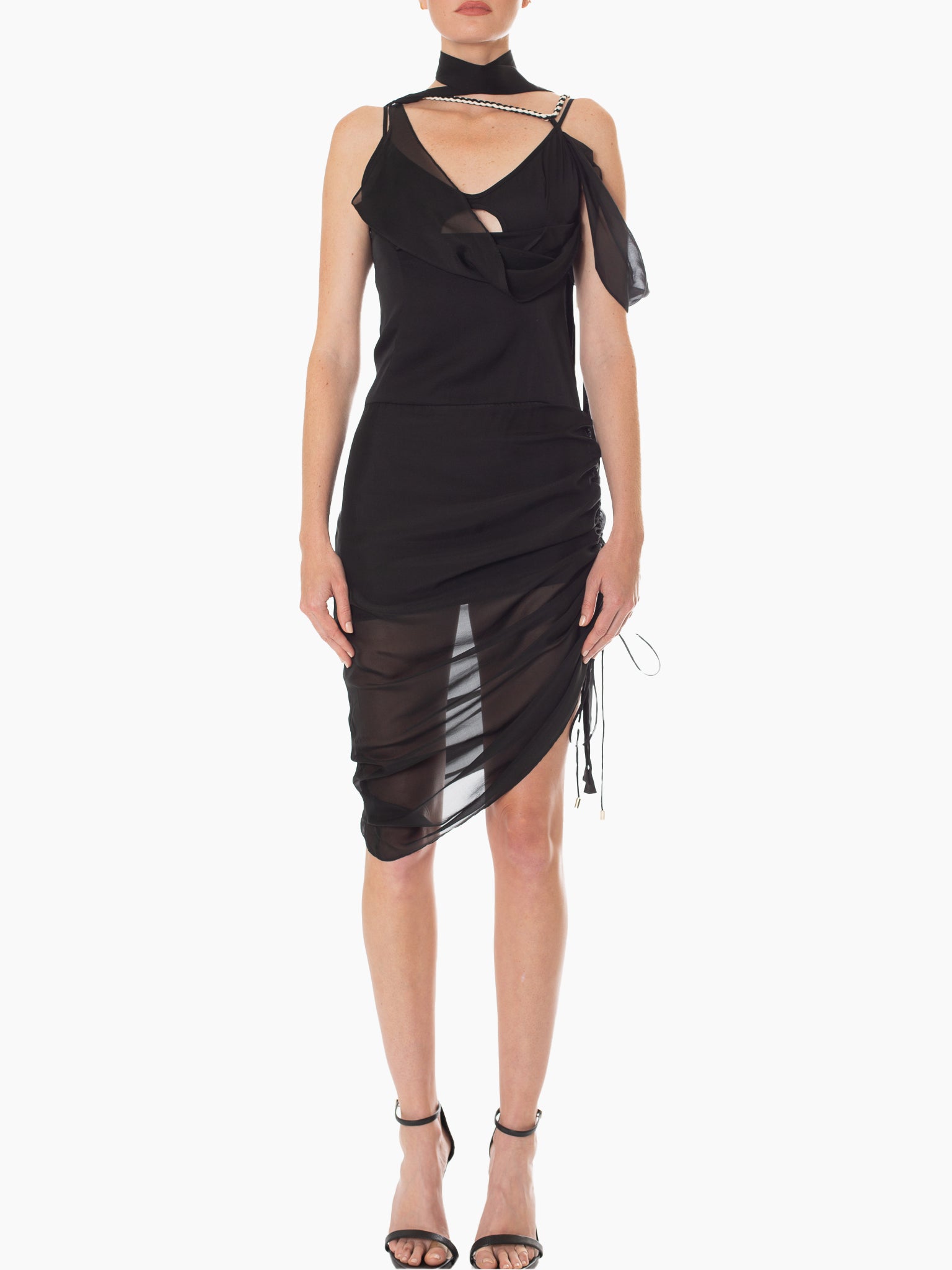 HAN WEN STUDIO Draping Pleated Hip Midi Dress