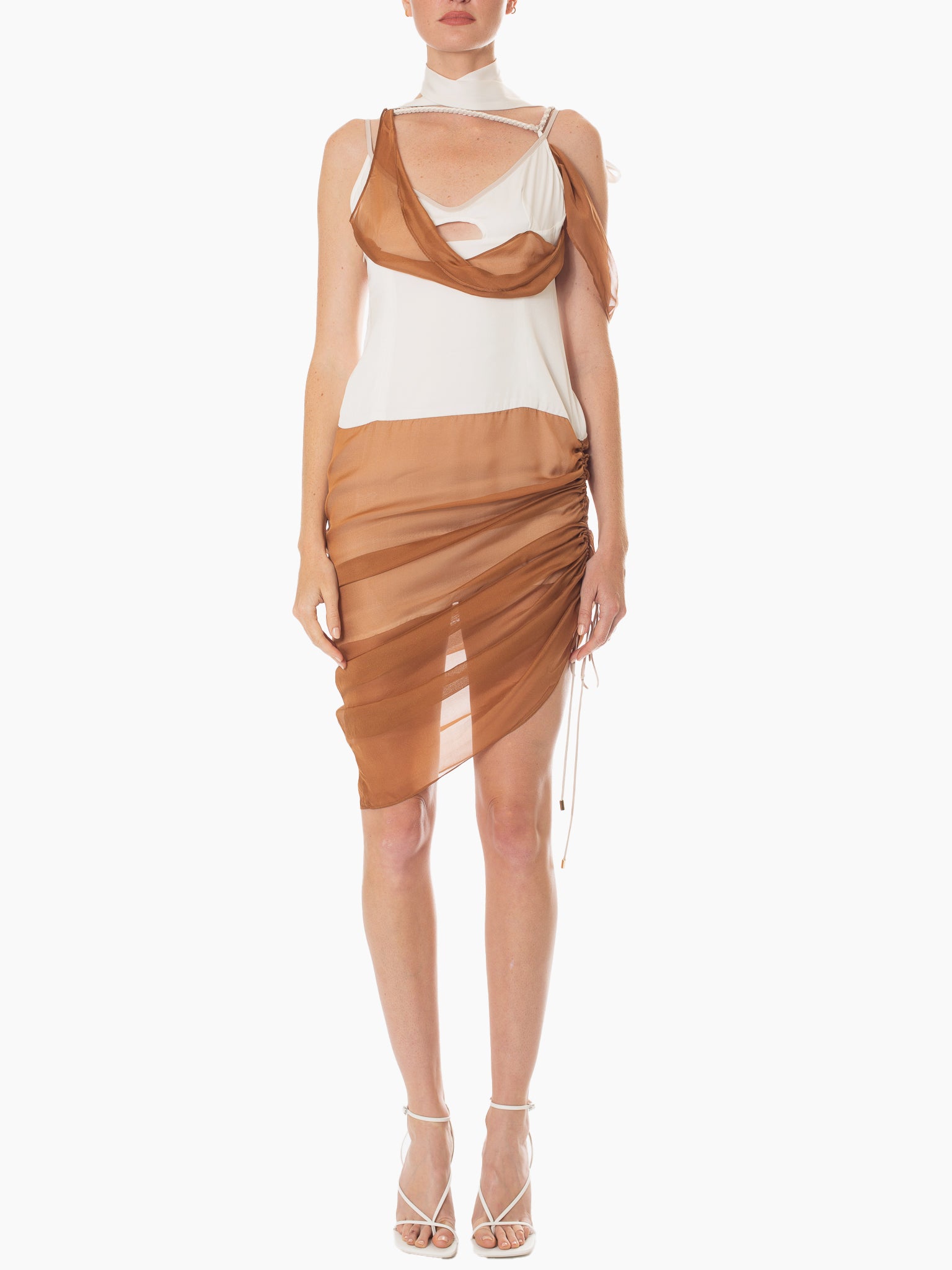 HAN WEN STUDIO Draping Pleated Hip Midi Dress