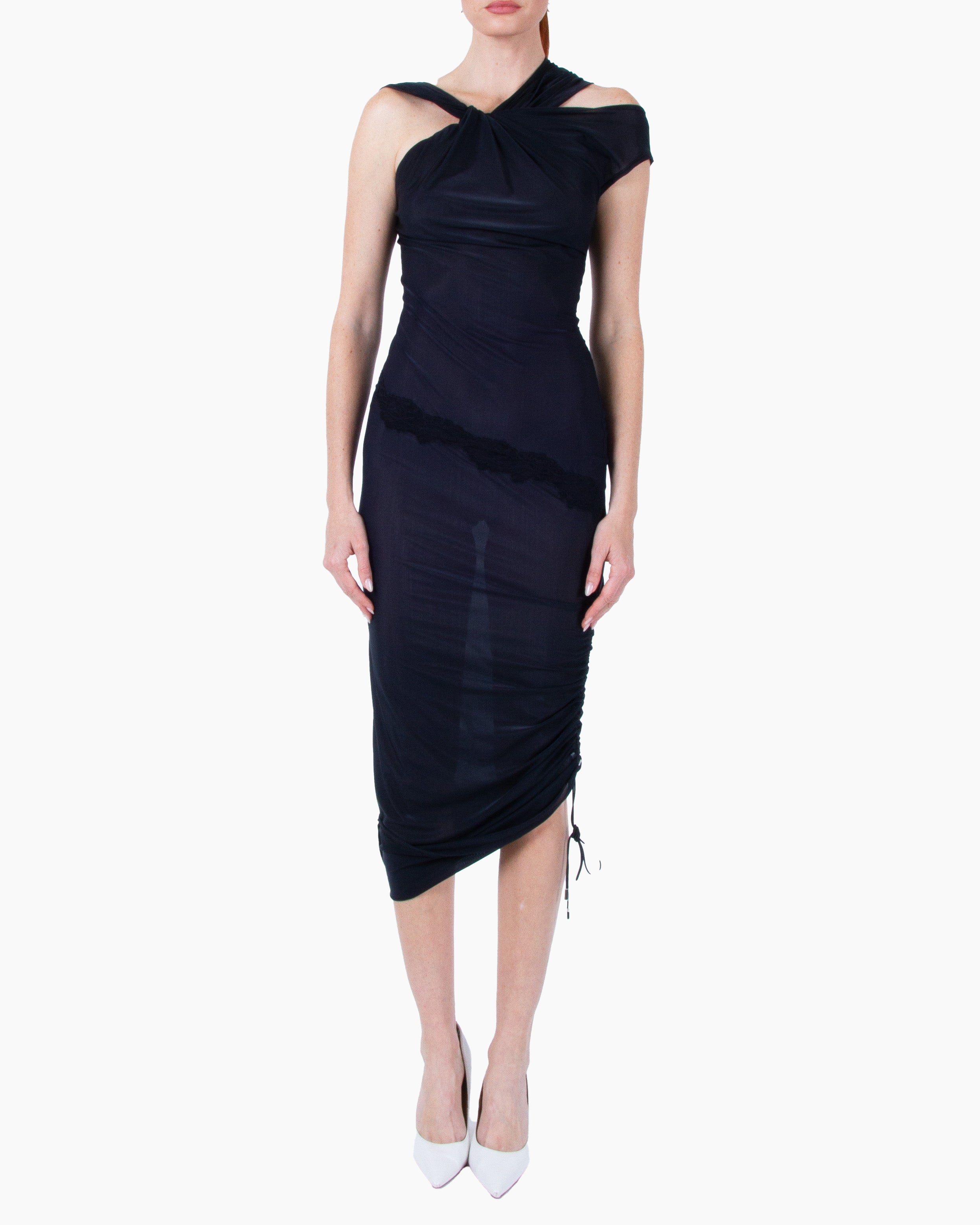 VAILLANT Assymetric Jersey Knotted Dress with Twist Neckline SHOP CURVE VAILLANT Assymetric Jersey Knotted Dress with Twist Neckline SHOP CURVE