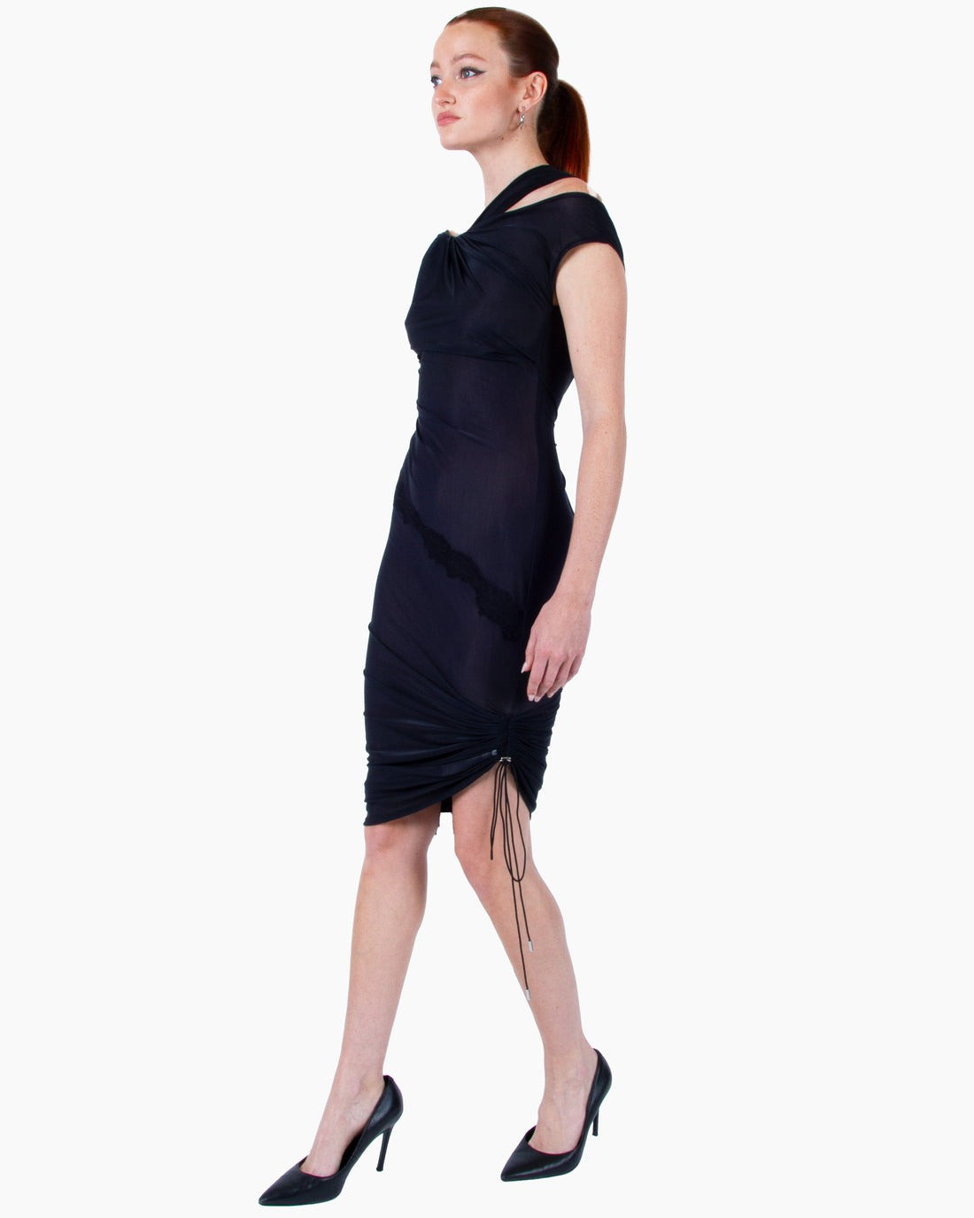 VAILLANT Assymetric Jersey Knotted Dress with Twist Neckline