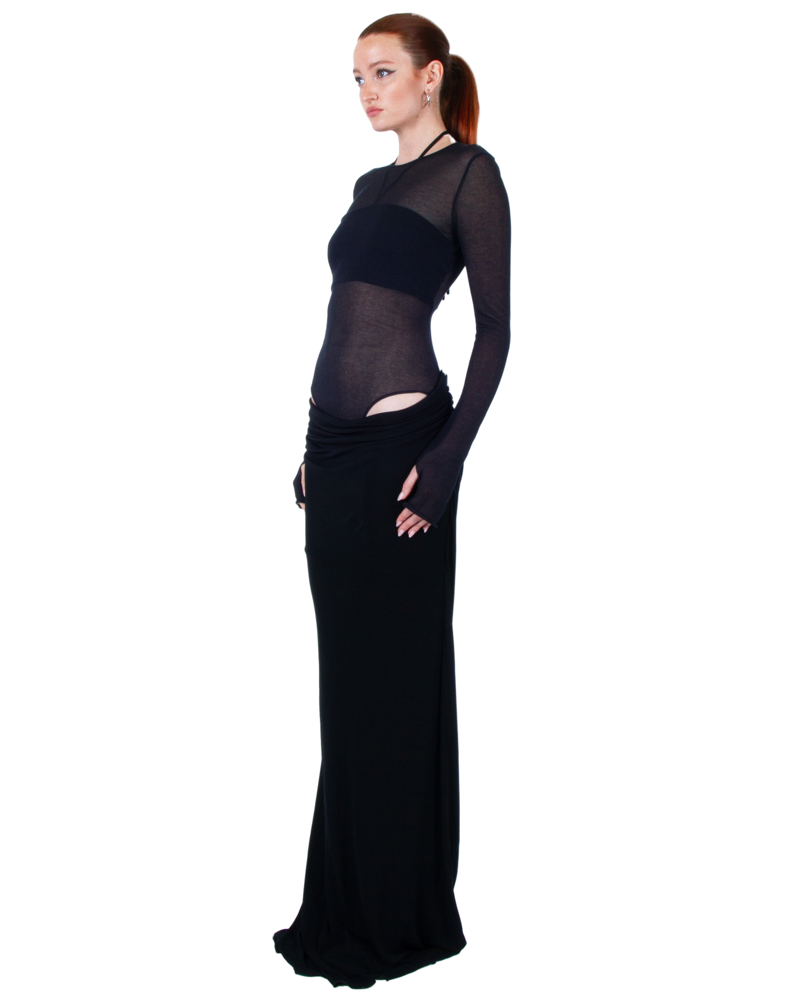 ANDREADAMO Jersey Long Dress With Ribbed Body
