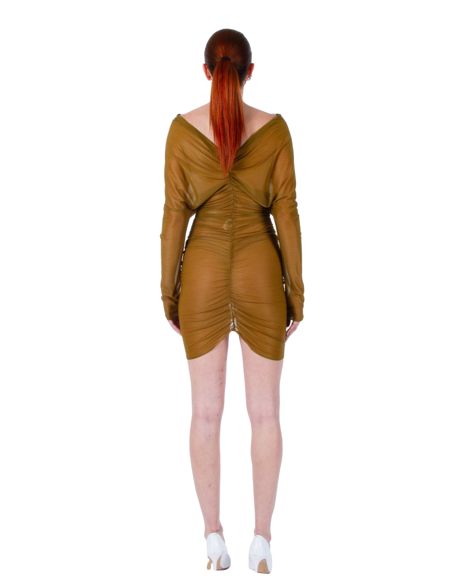 ATLEIN V Neck Ruched Short Dress