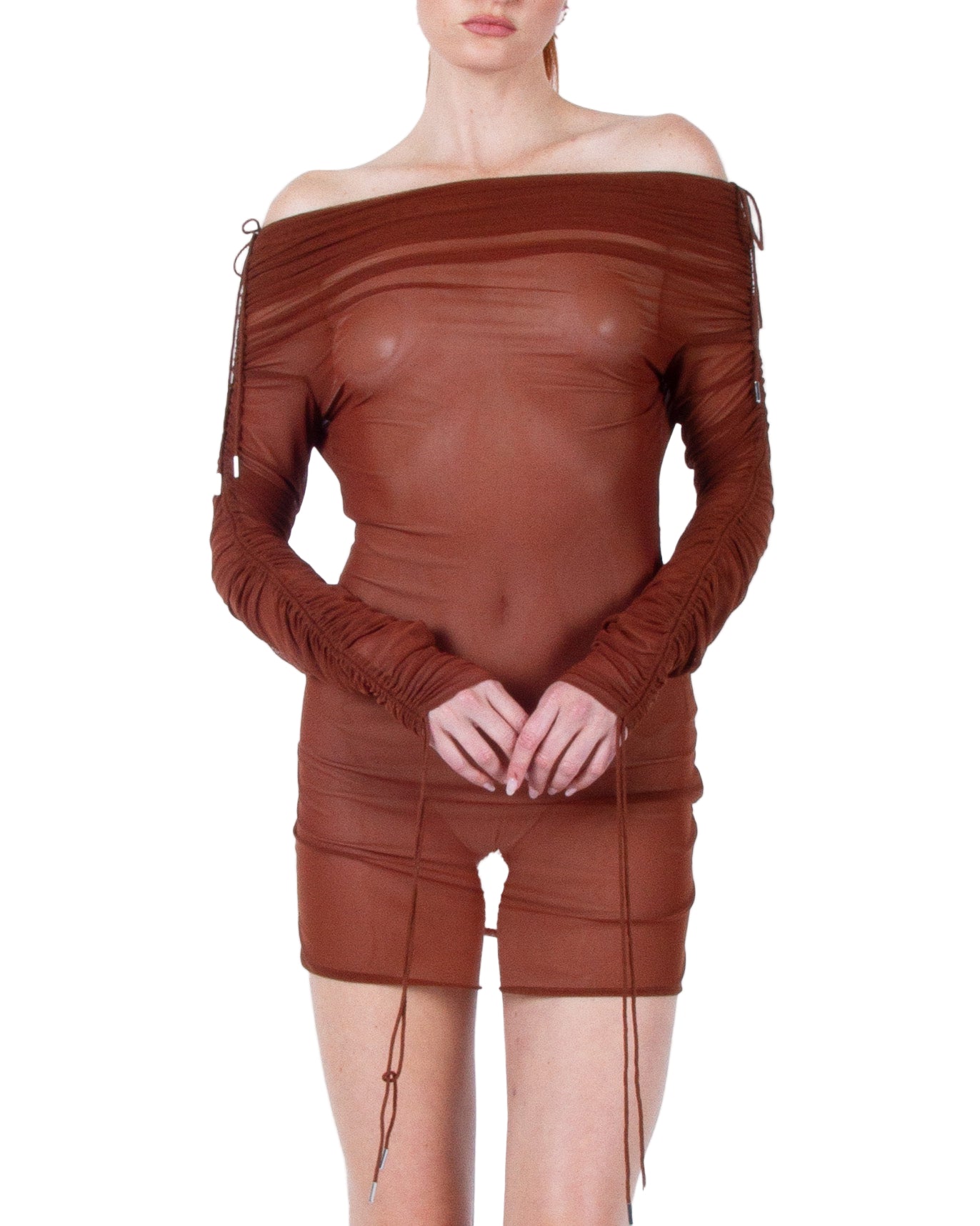 ATLEIN Off The Shoulder Ruched Mini Dress