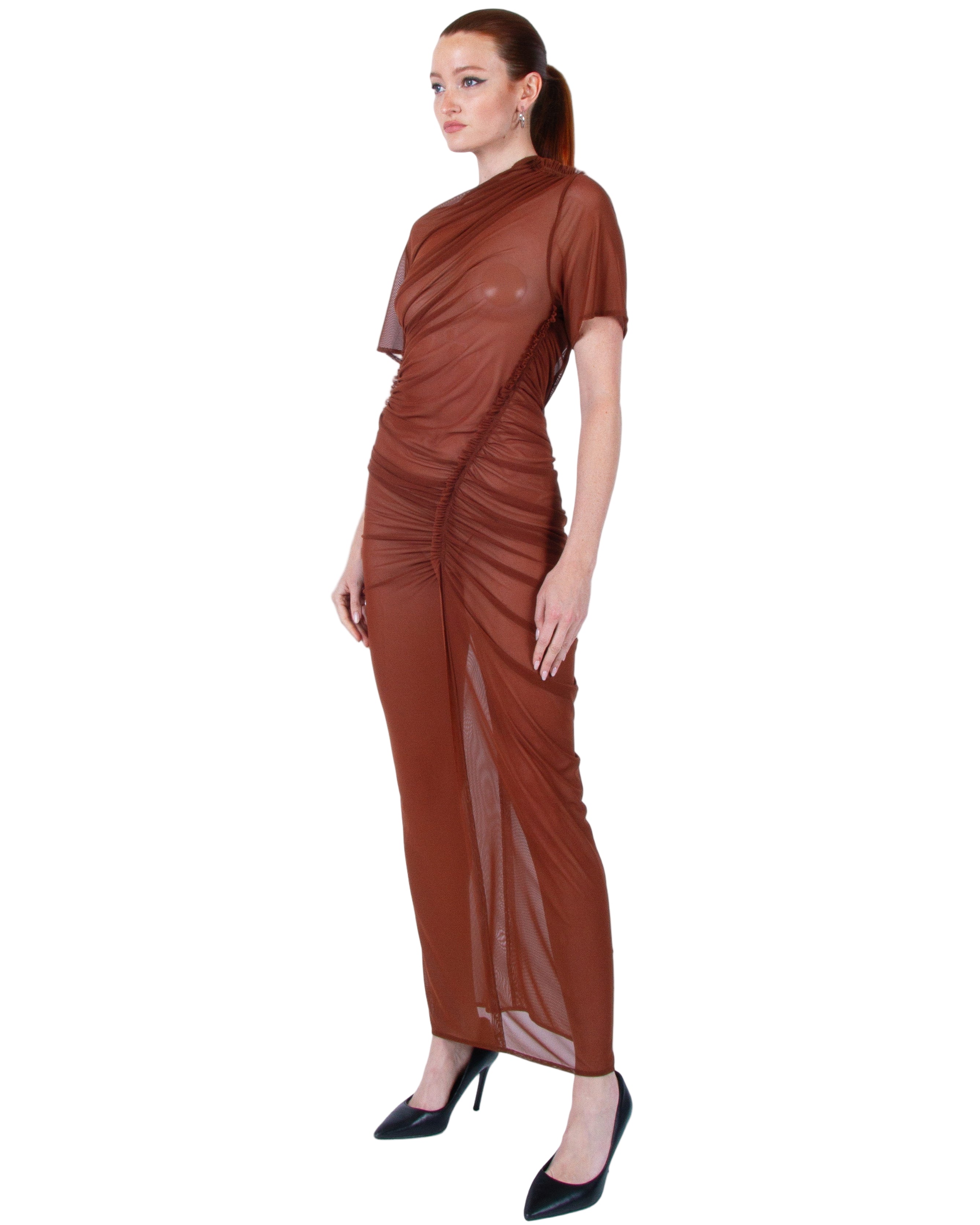 ATLEIN Asymmetric Ruched Midi Dress