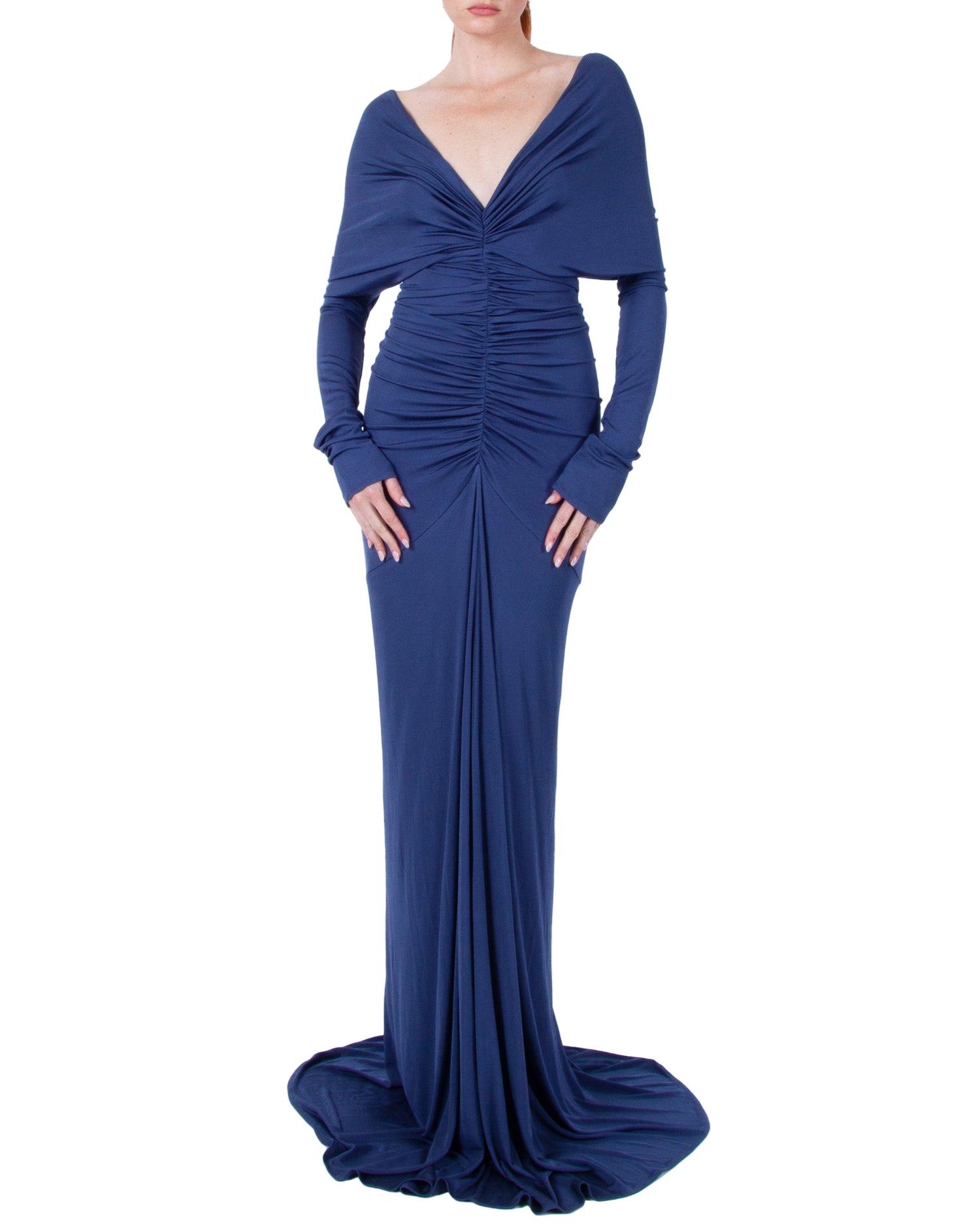 ATLEIN V Neck Cut Out Gown