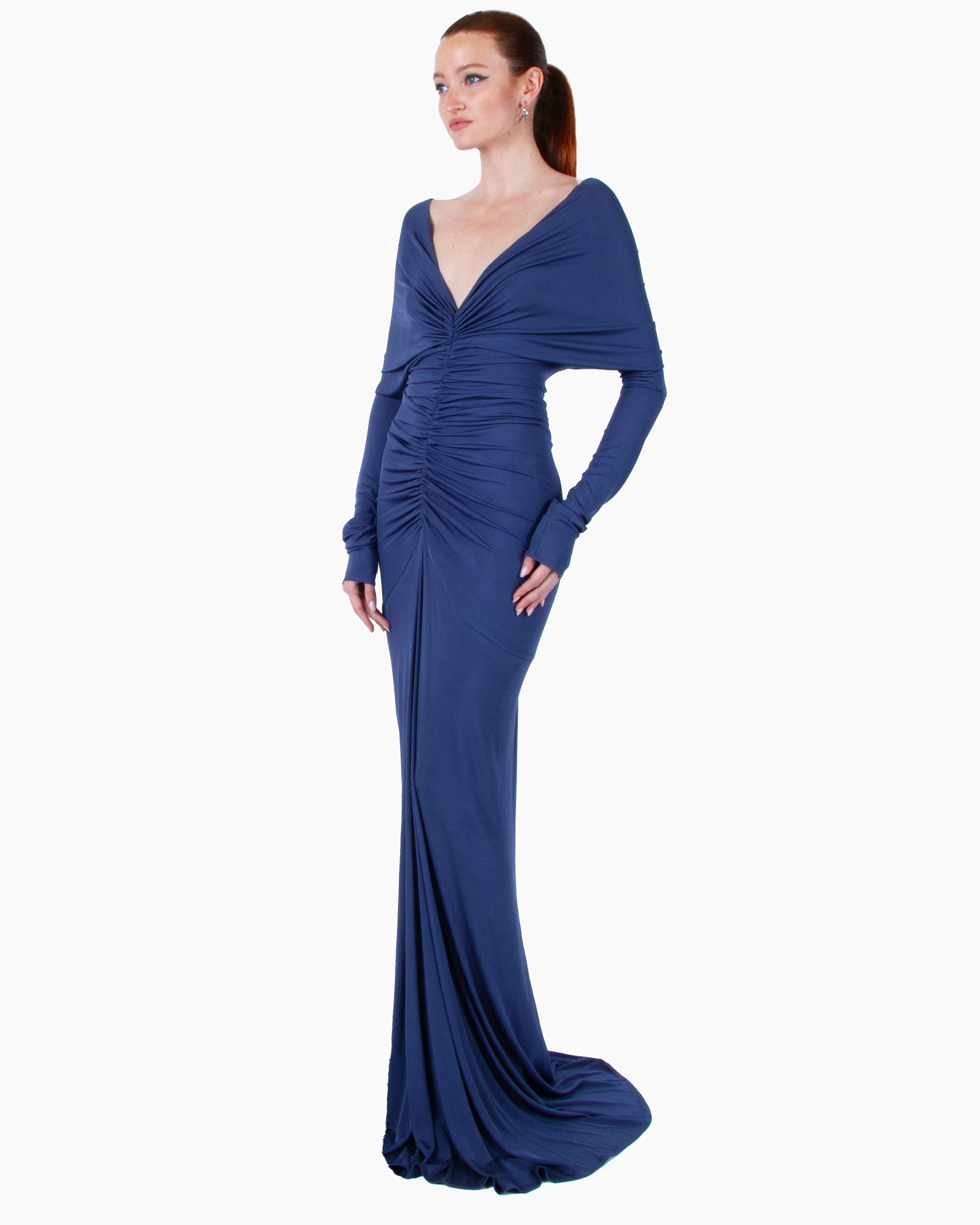 ATLEIN V Neck Cut Out Gown