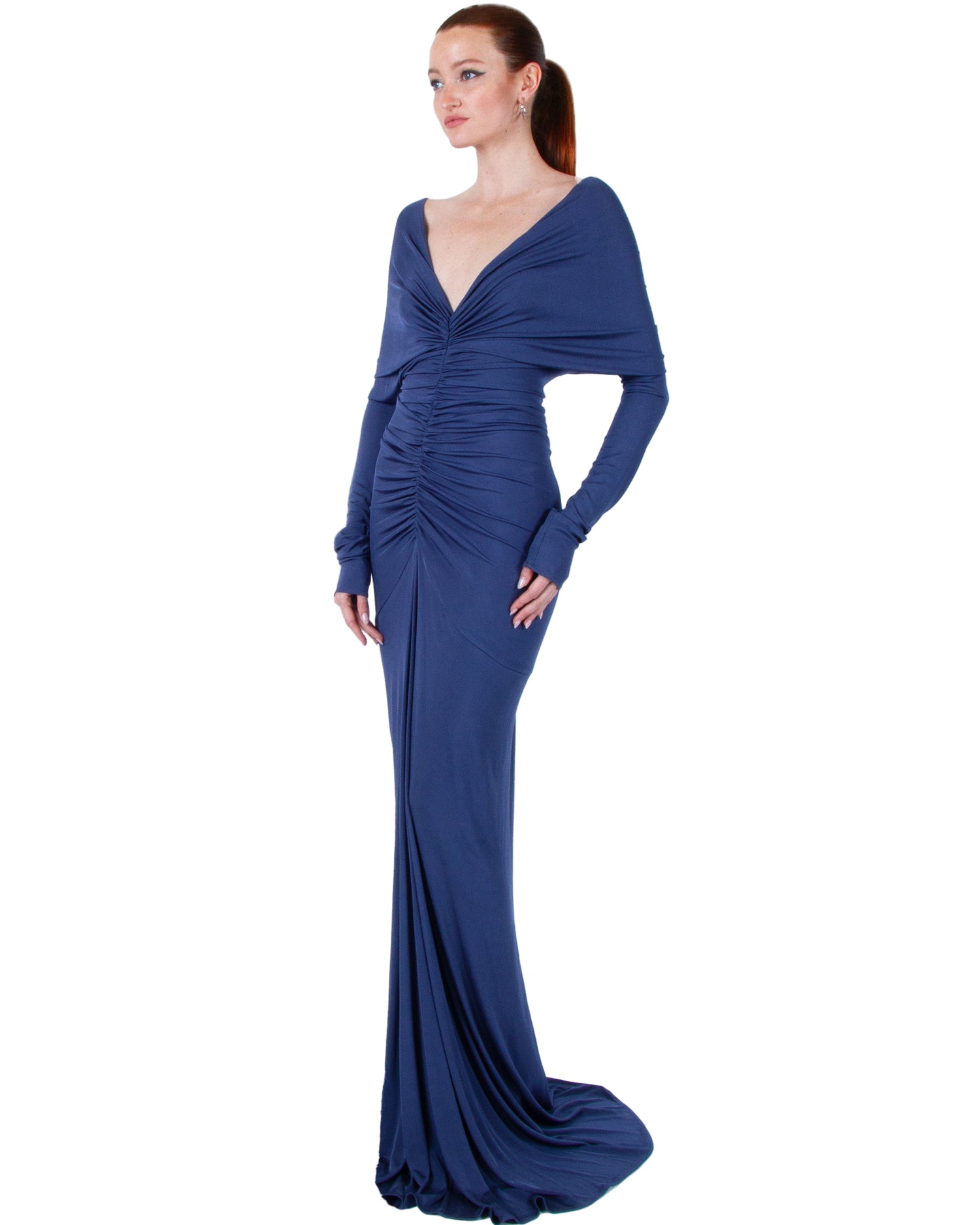 ATLEIN V Neck Cut Out Gown