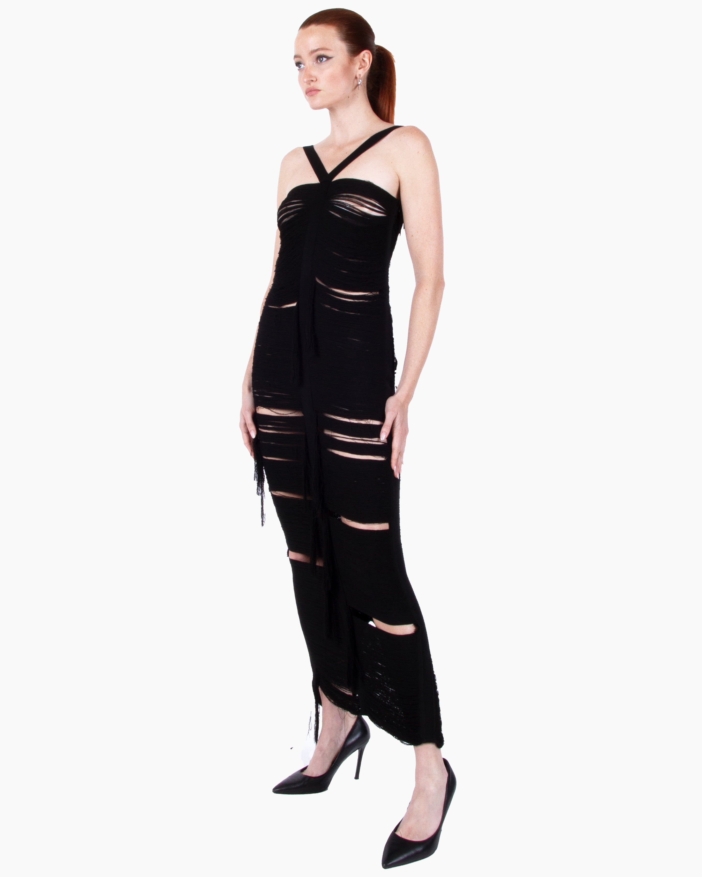 ANDREADAMO Floating Ribs Long Dress with Lacing