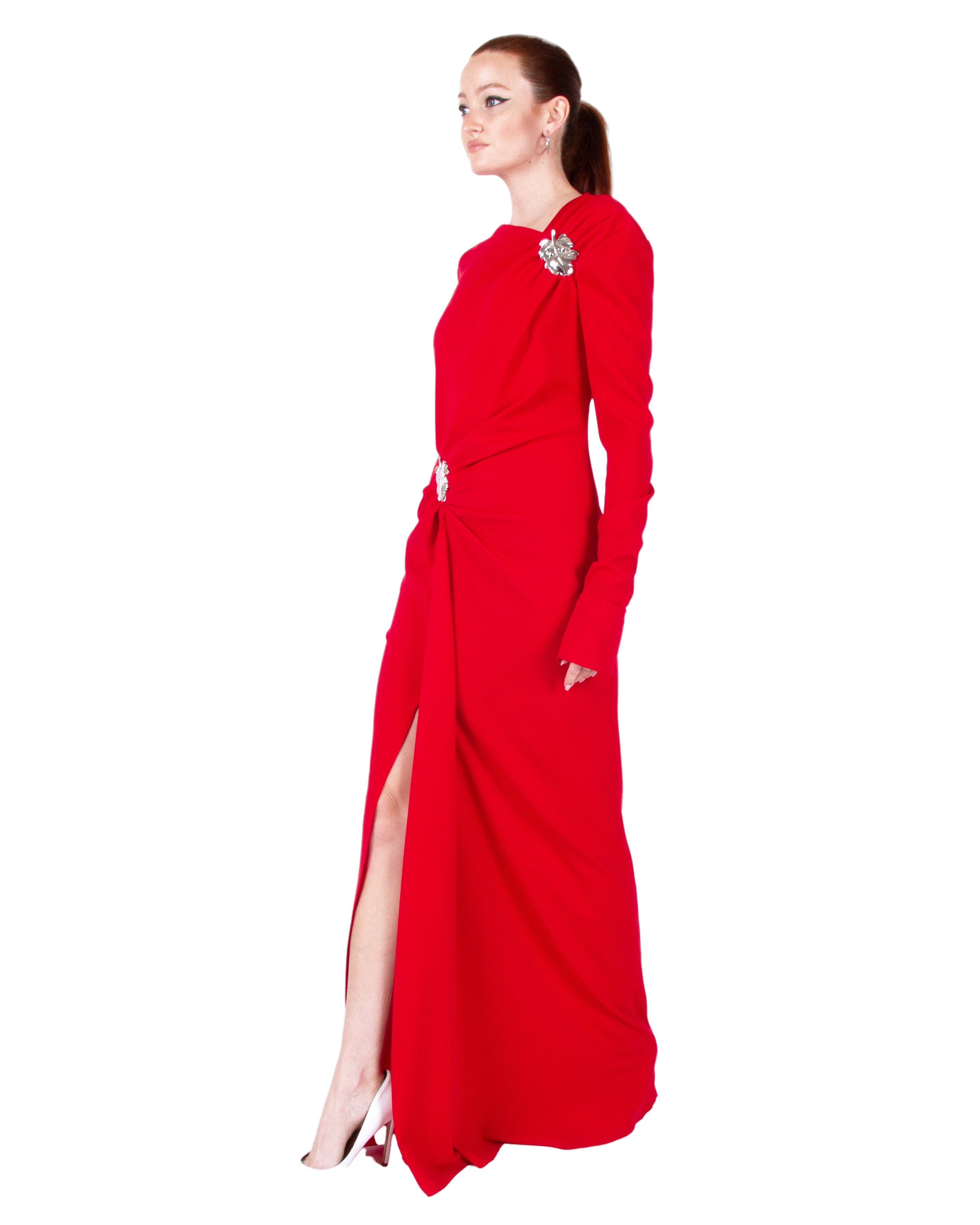 ANDREADAMO Technical Silklong Dress With Leaf