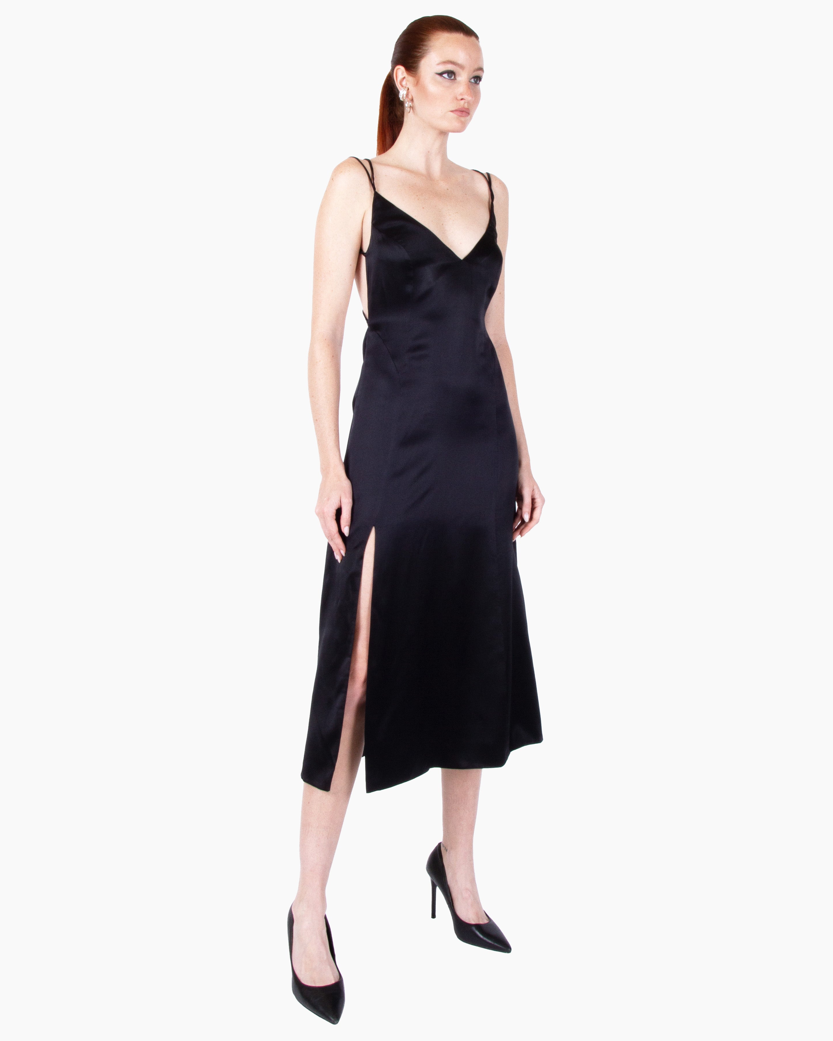 KIKI DE MONTPARNASSE Soie Tie Back Flared Midi Slip