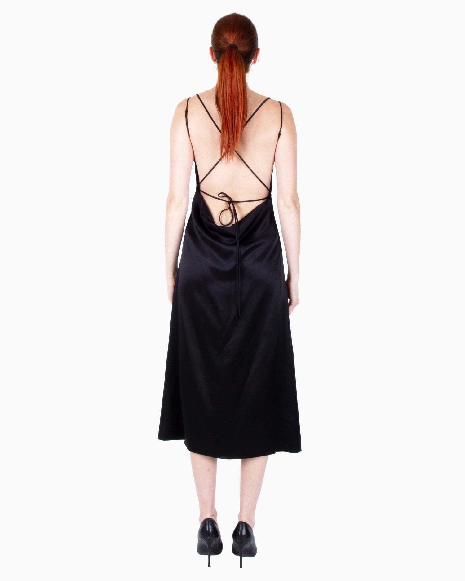 KIKI DE MONTPARNASSE Soie Tie Back Flared Midi Slip
