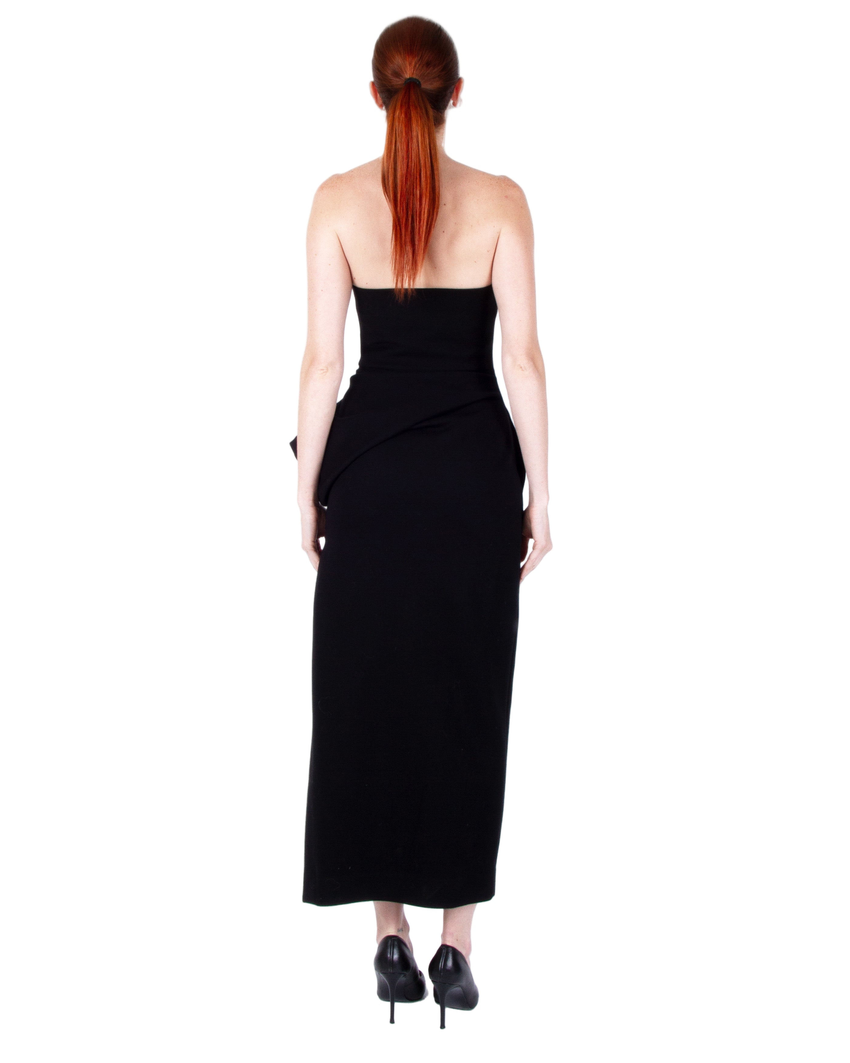 GIA STUDIOS Black Asymmetric Strapless Dress