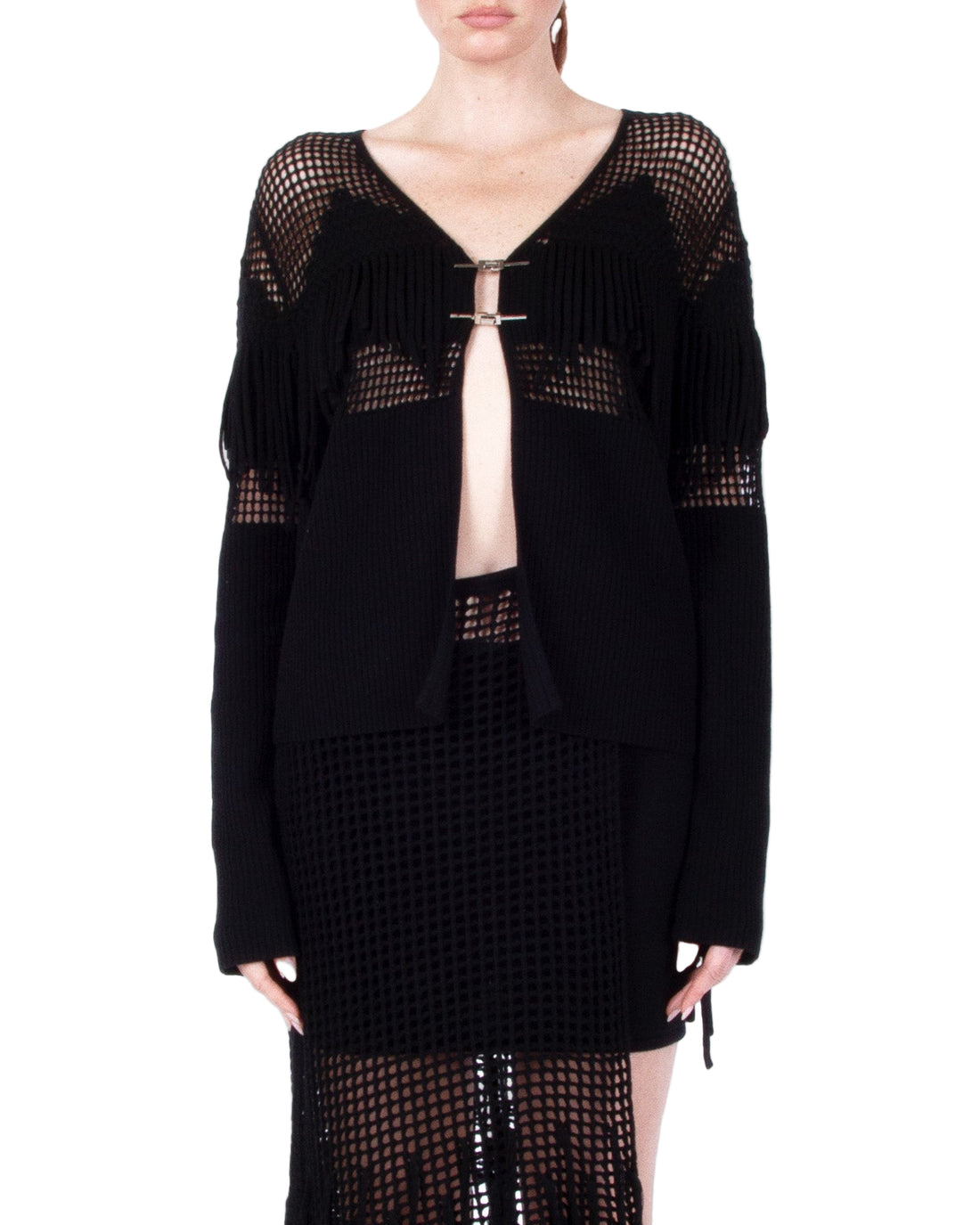 HAN WEN STUDIO Mesh Fringe Cardigan