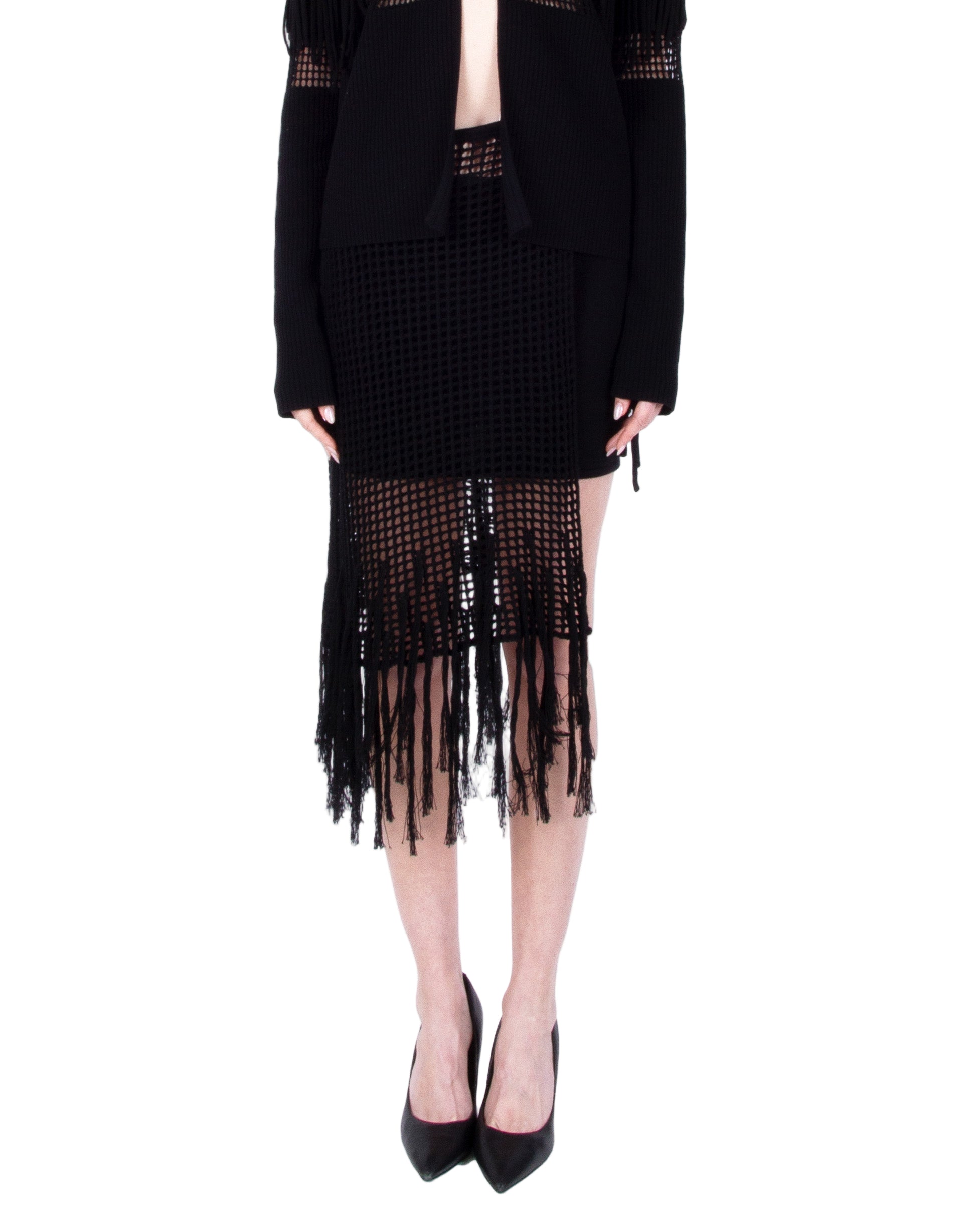HAN WEN STUDIO Knit Fringe Skirt