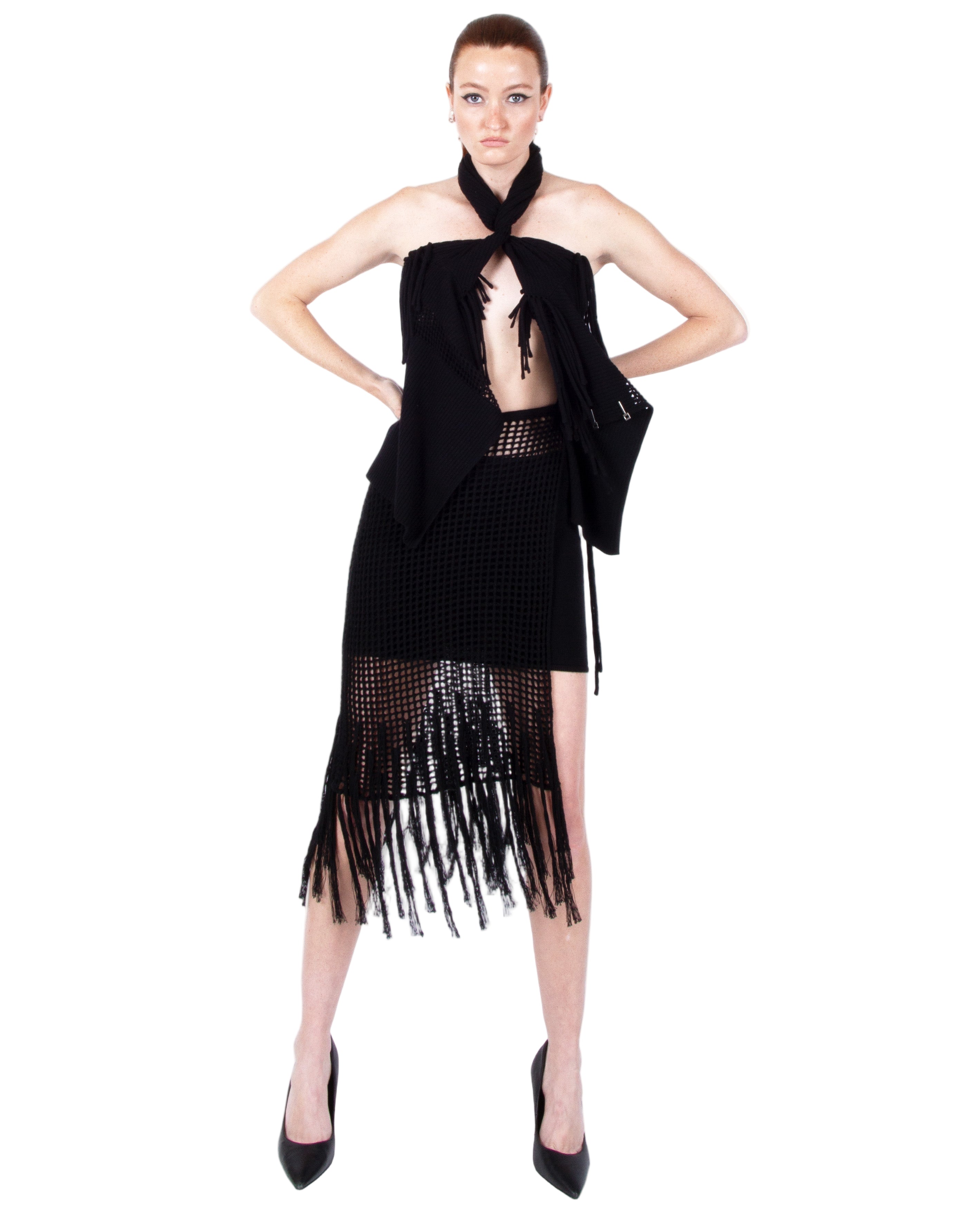 HAN WEN STUDIO Mesh Fringe Cardigan