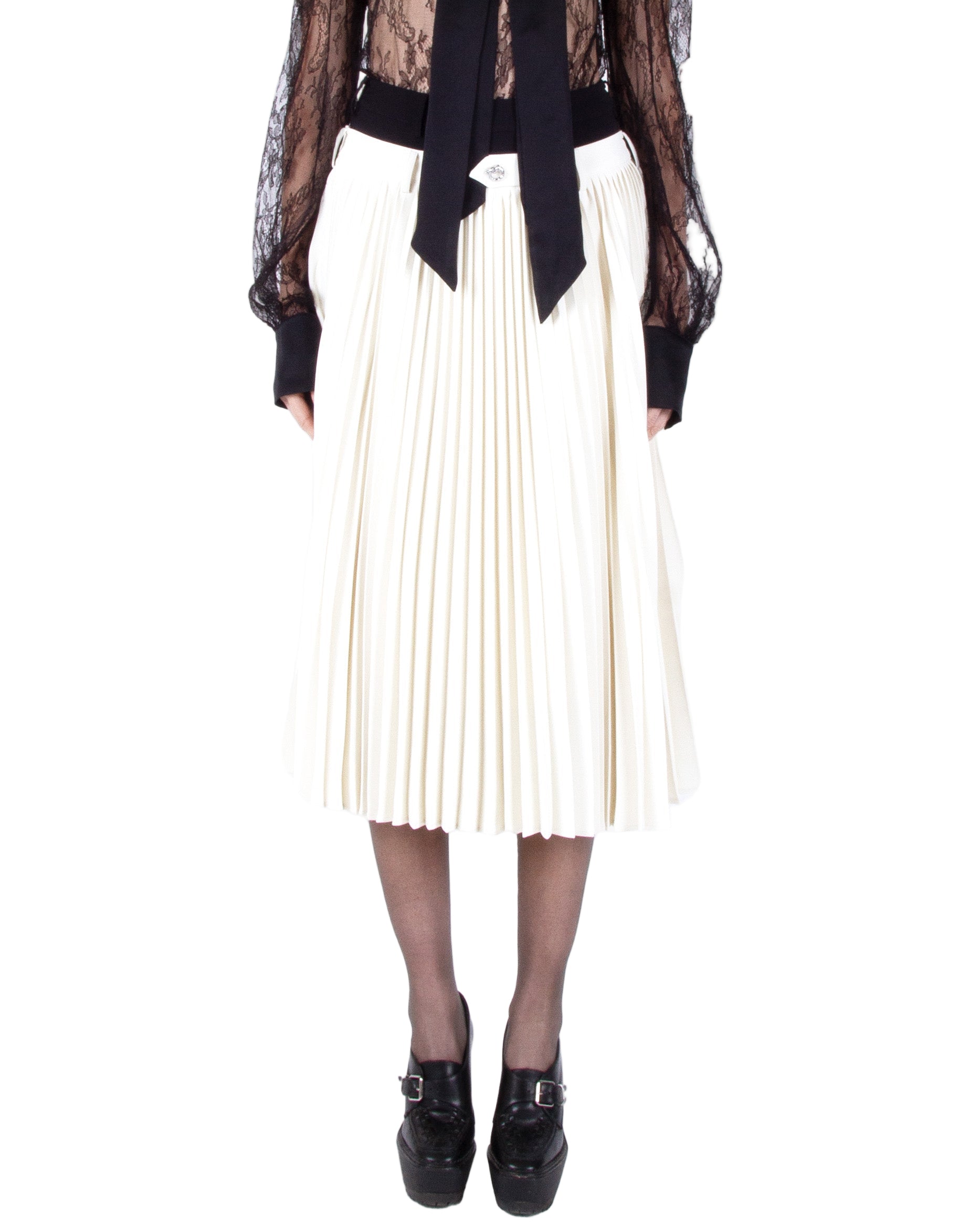 HAN WEN STUDIO Double-Waist Pleated Midi Skirt