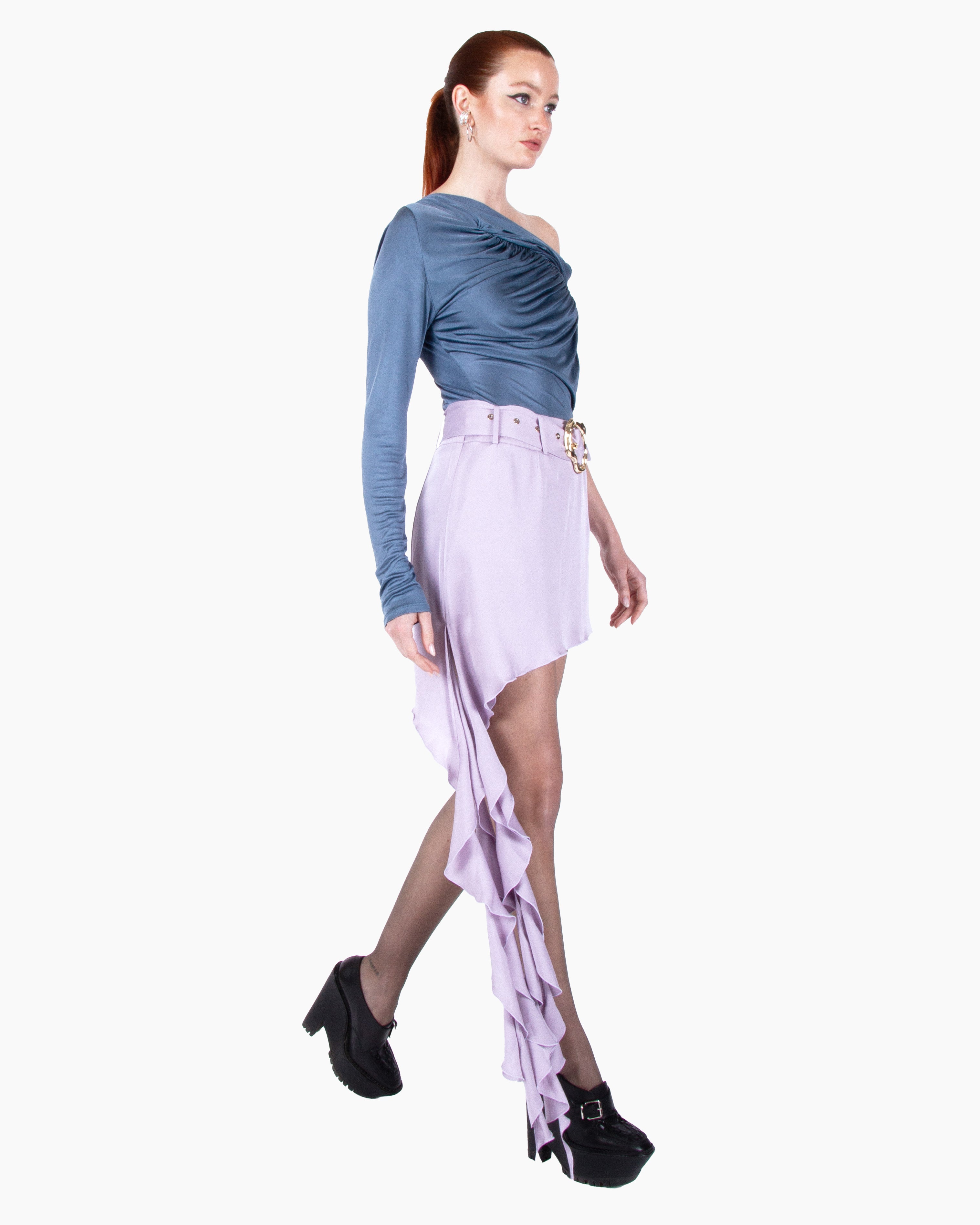 ATLEIN Off The Shoulder One Sleeve Ruched Top