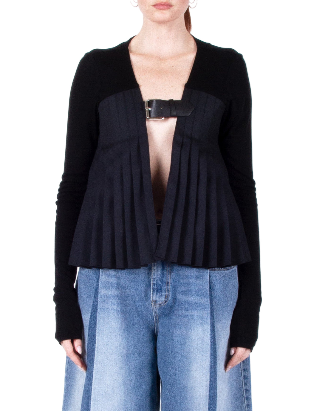 BONBOM Buckle Pleat Cardigan