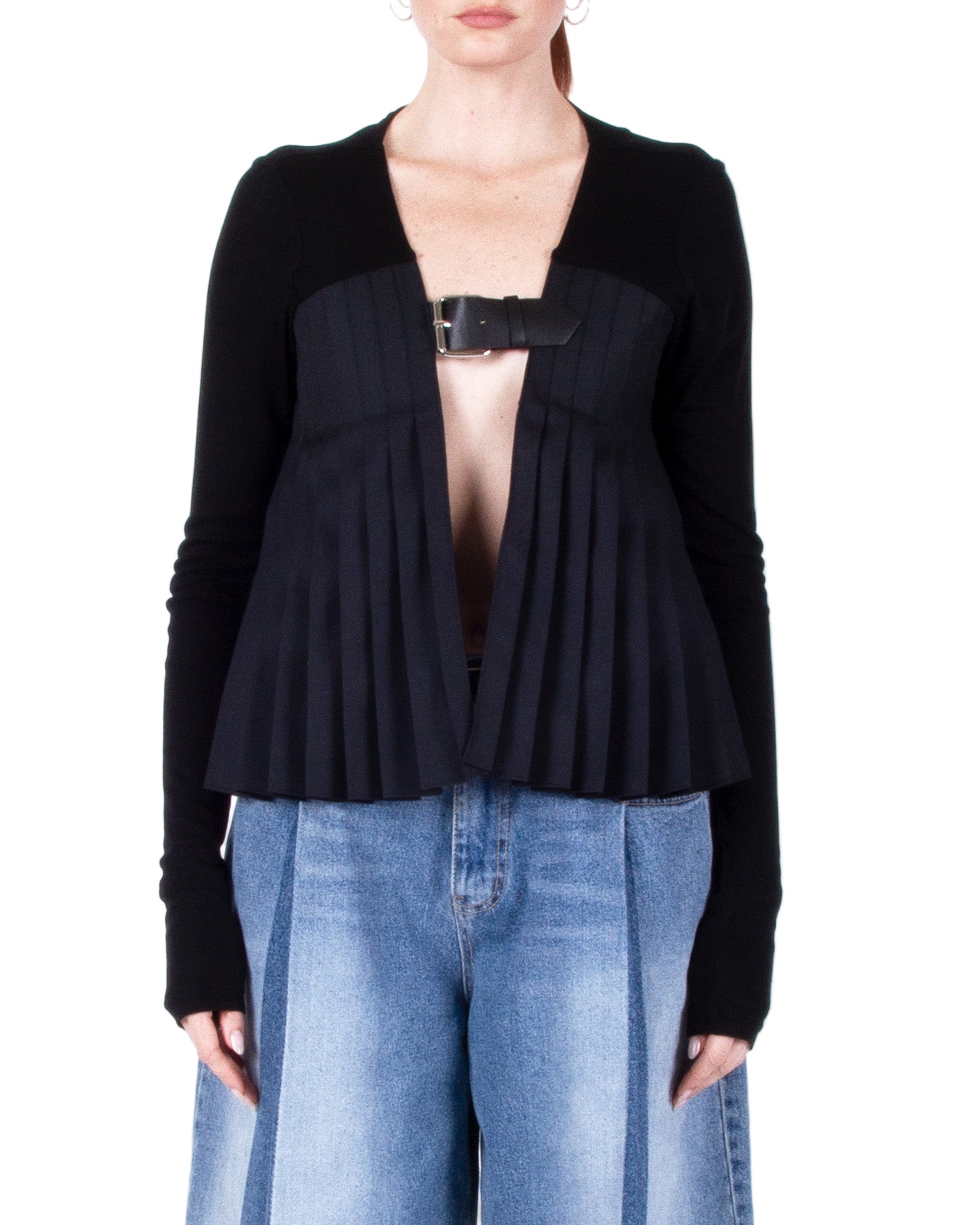 BONBOM Buckle Pleat Cardigan