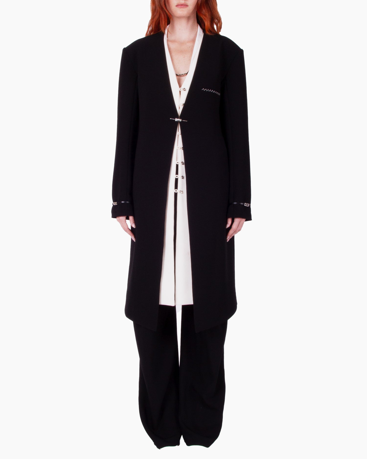 HAN WEN STUDIO Collarless Single-Breasted Coat
