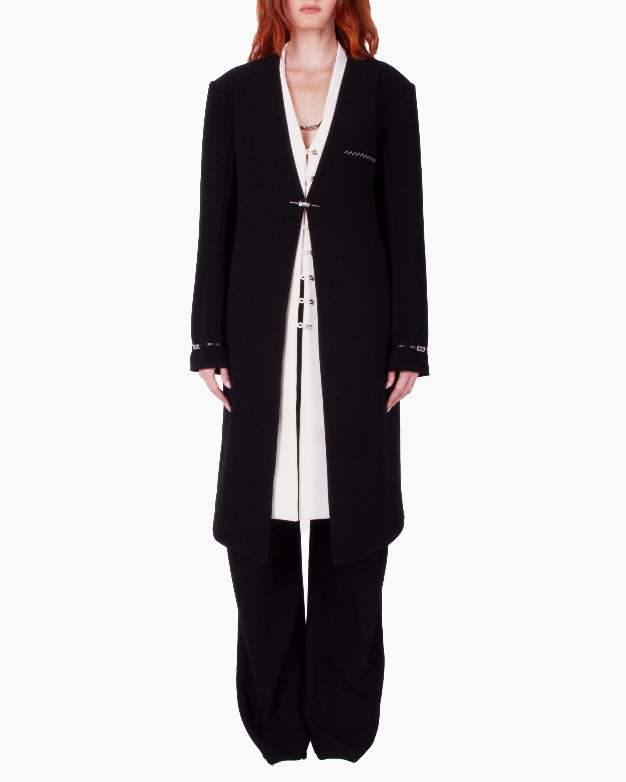 HAN WEN STUDIO Collarless Single-Breasted Coat