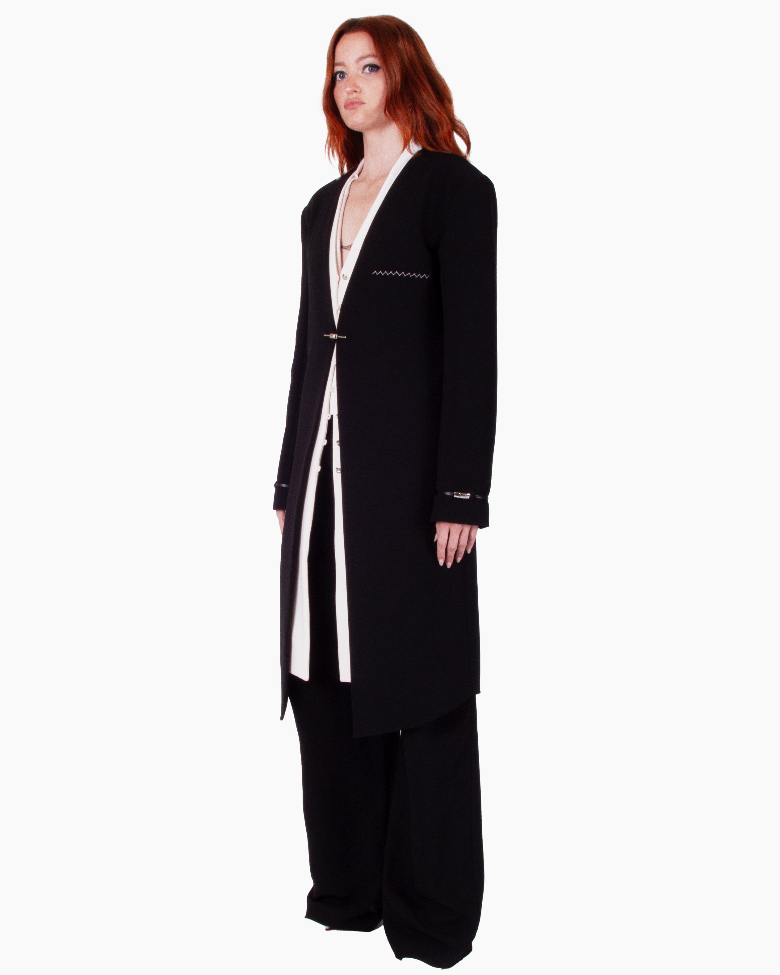 HAN WEN STUDIO Collarless Single-Breasted Coat