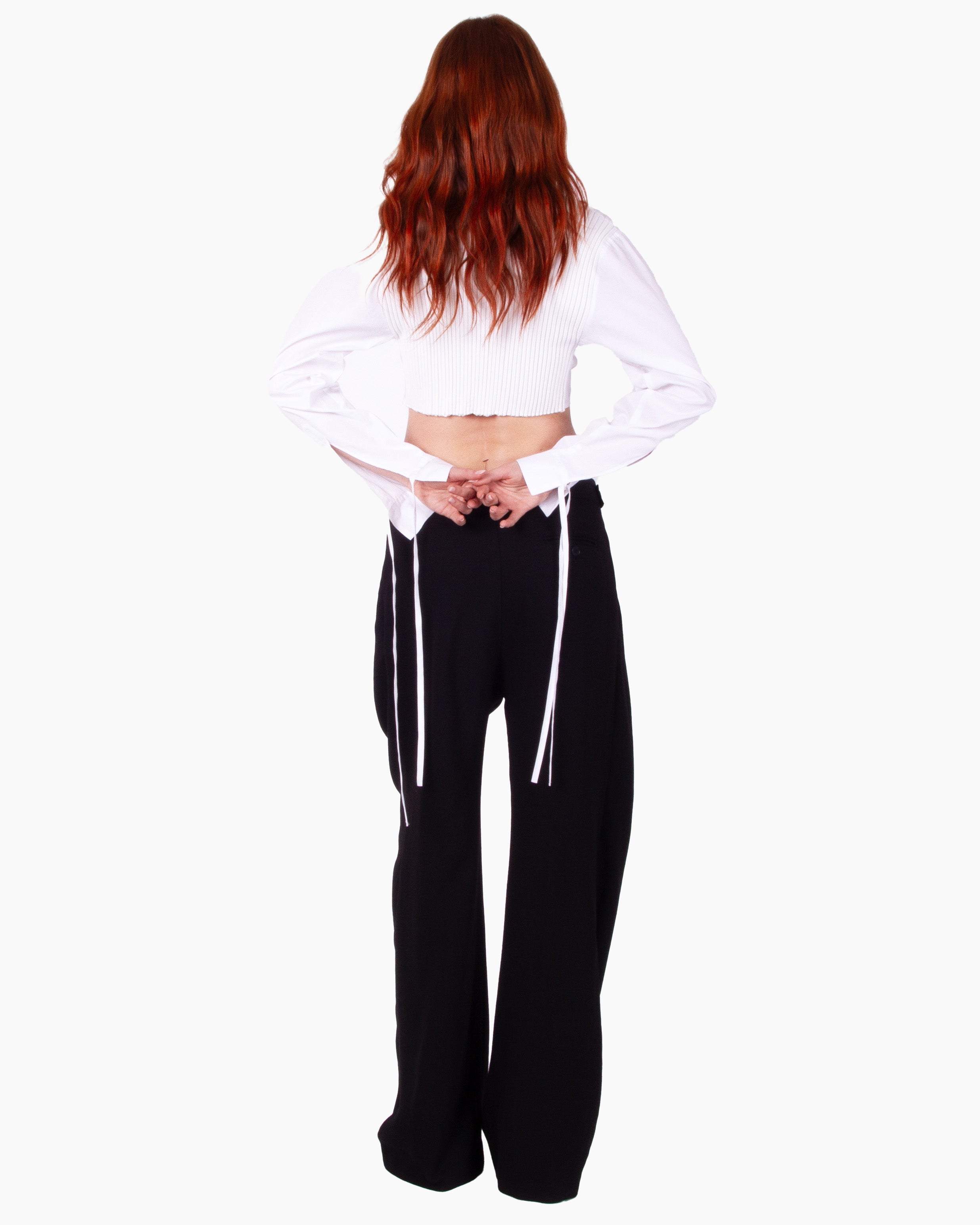 ANDREADAMO Cotton Crop Shirt with Ribbed Knit Back