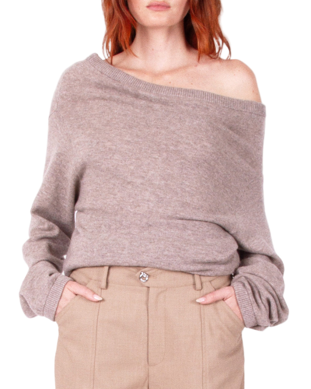 GIA STUDIOS Quartz Wool Blend V-neck Long Sleeve Top