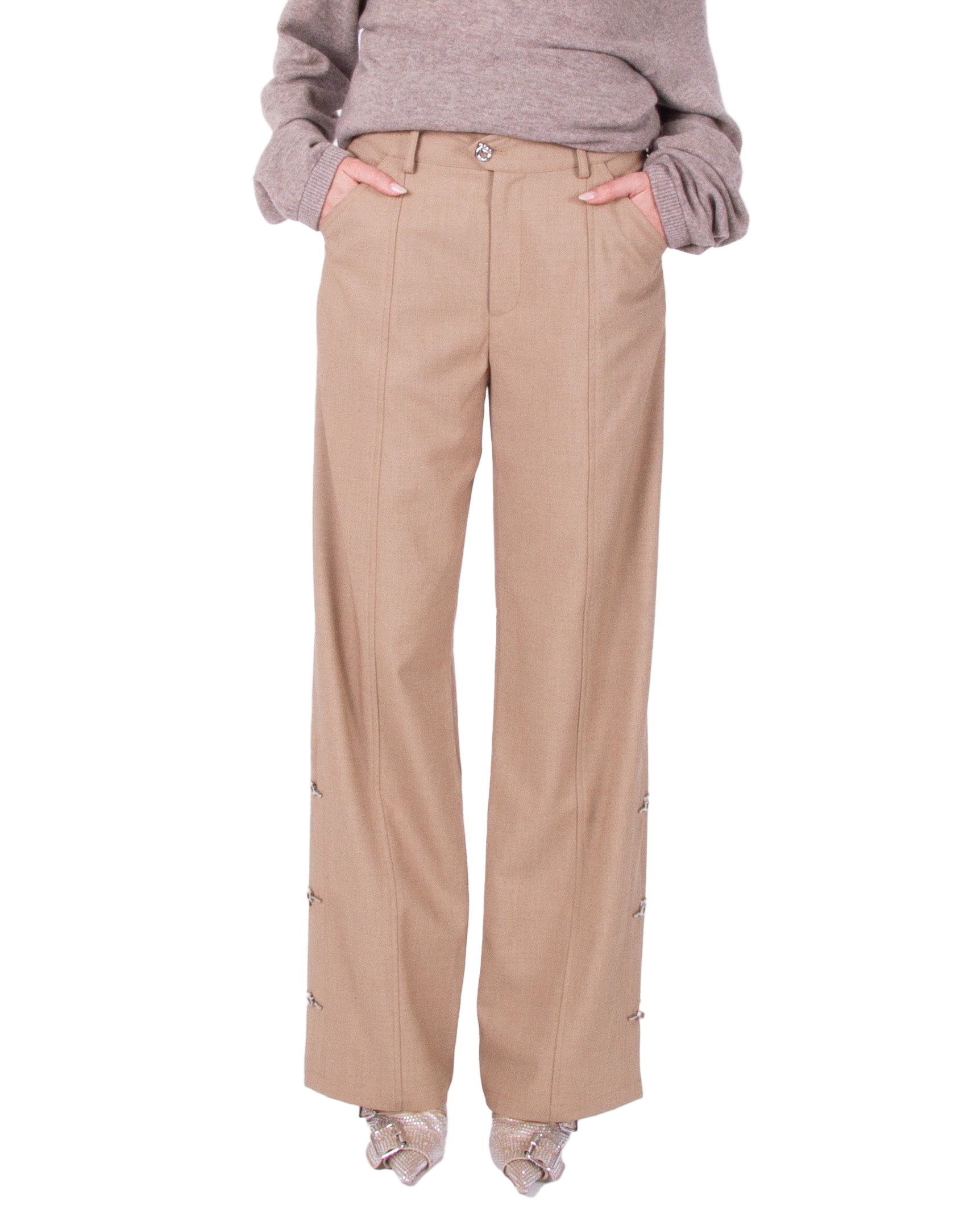 HAN WEN Hem-Slits Straight Leg Trouser