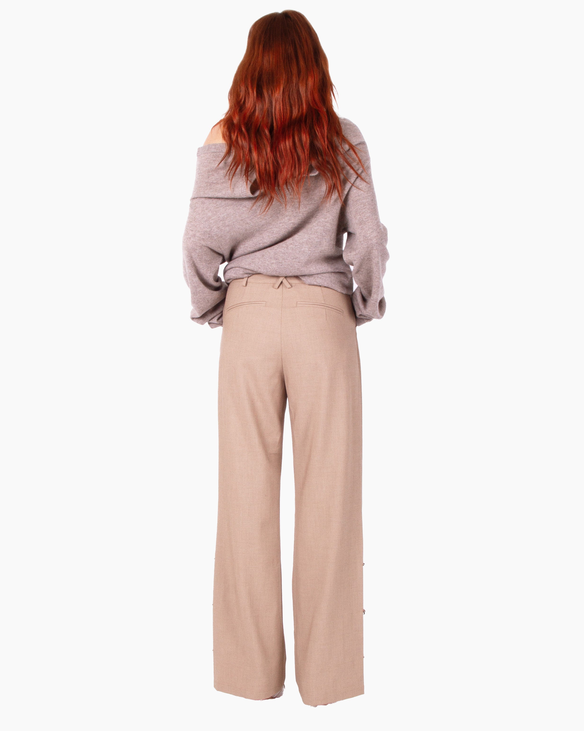 GIA STUDIOS Quartz Wool Blend V-neck Long Sleeve Top