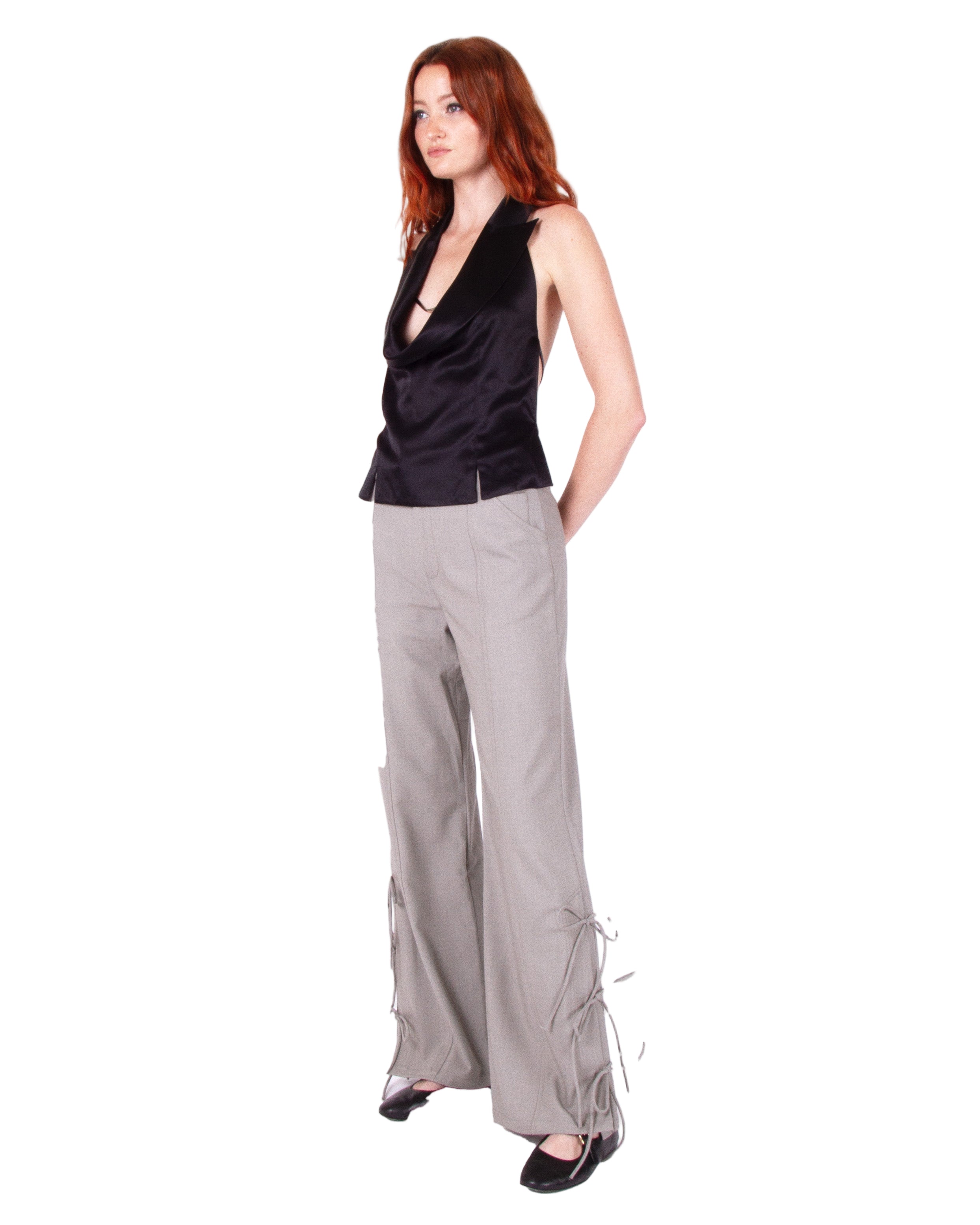 HAN WEN Hem-Ties Straight-Leg Trouser